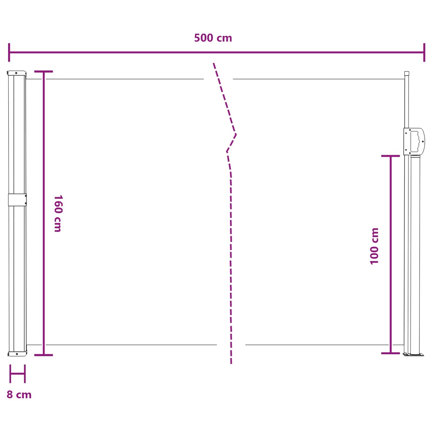 Ištraukiama šoninė užuolaida Smėlio 500 x 160 cm Poliesteris
