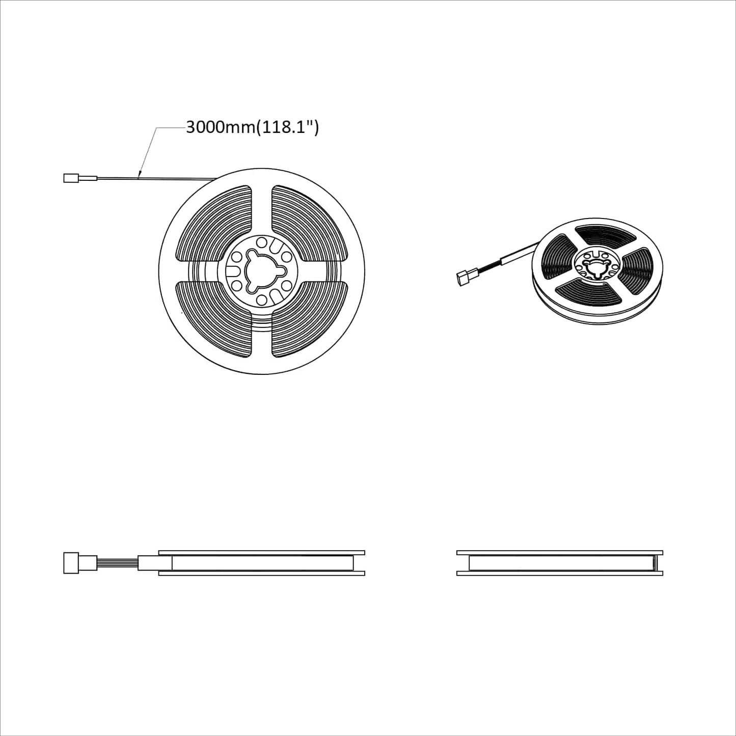 LED juosta 12 pcs Juoda ir permatoma 3000 mm Varis ir plastikas