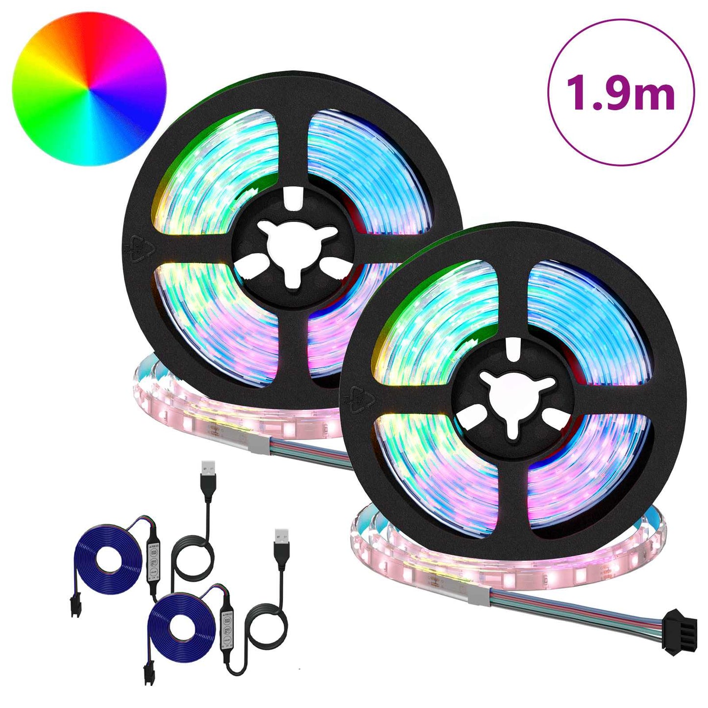 LED juosta 4 pcs Juoda ir permatoma 95 x 0,8 x 0,3 cm