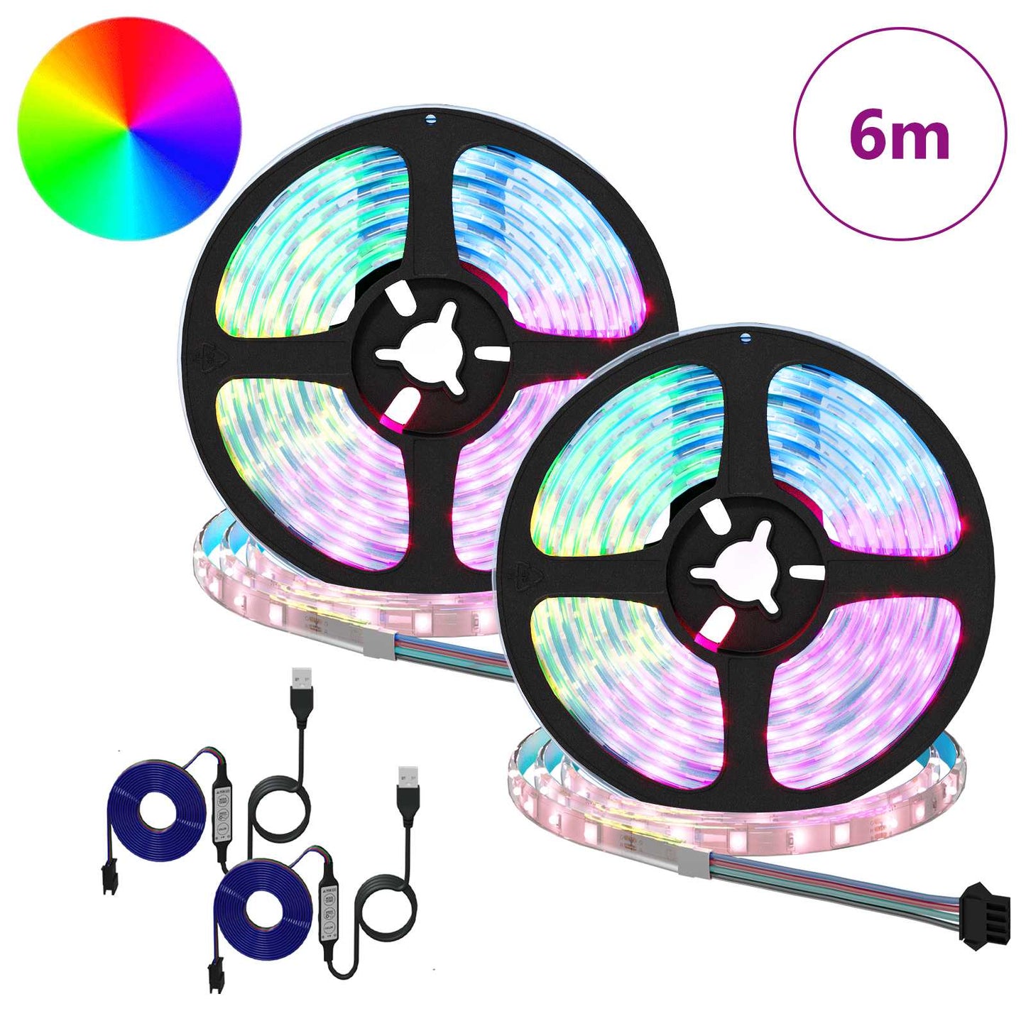 LED juosta 4 pcs Juoda ir permatoma 300 x 0,8 x 0,3 cm