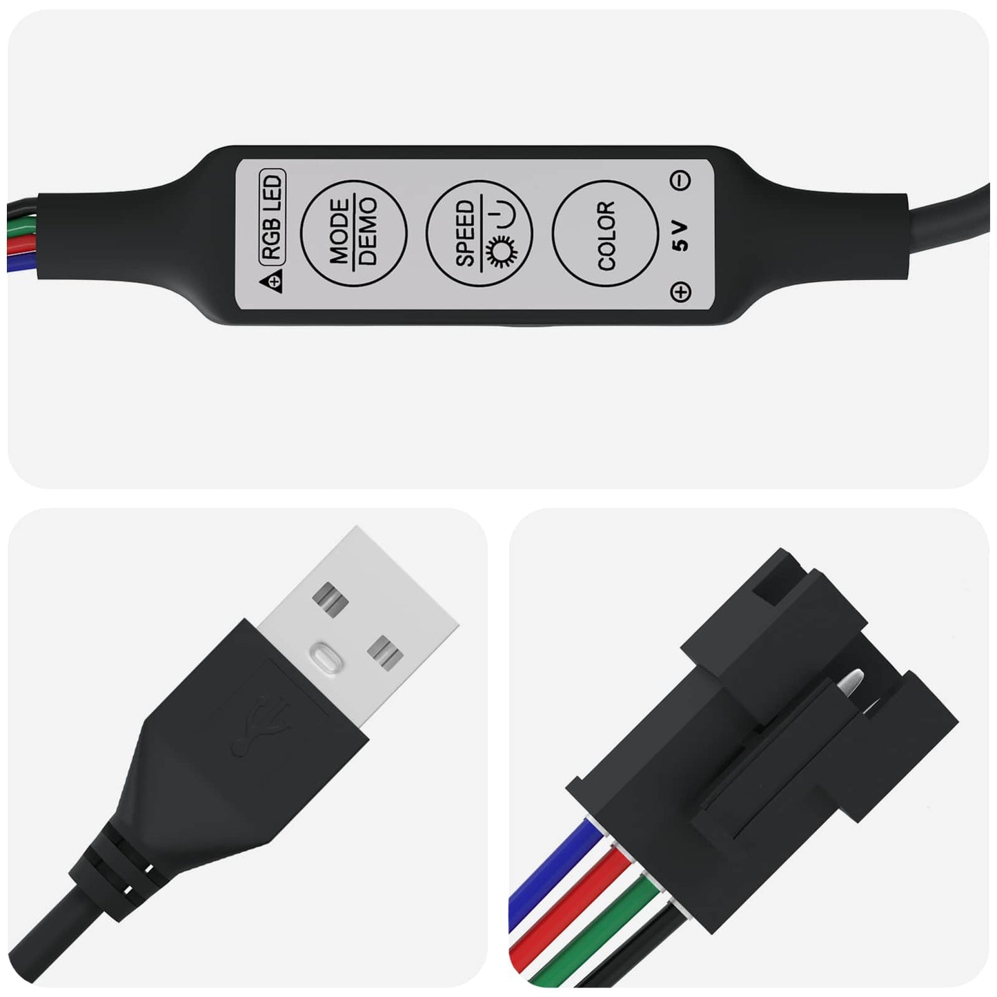 LED juosta 4 pcs Juoda ir permatoma 400 x 0,8 x 0,3 cm