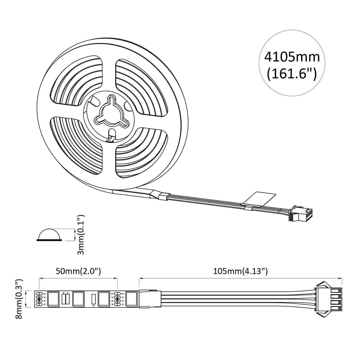 LED juosta 12 pcs Juoda ir permatoma 4000 mm Varis ir plastikas