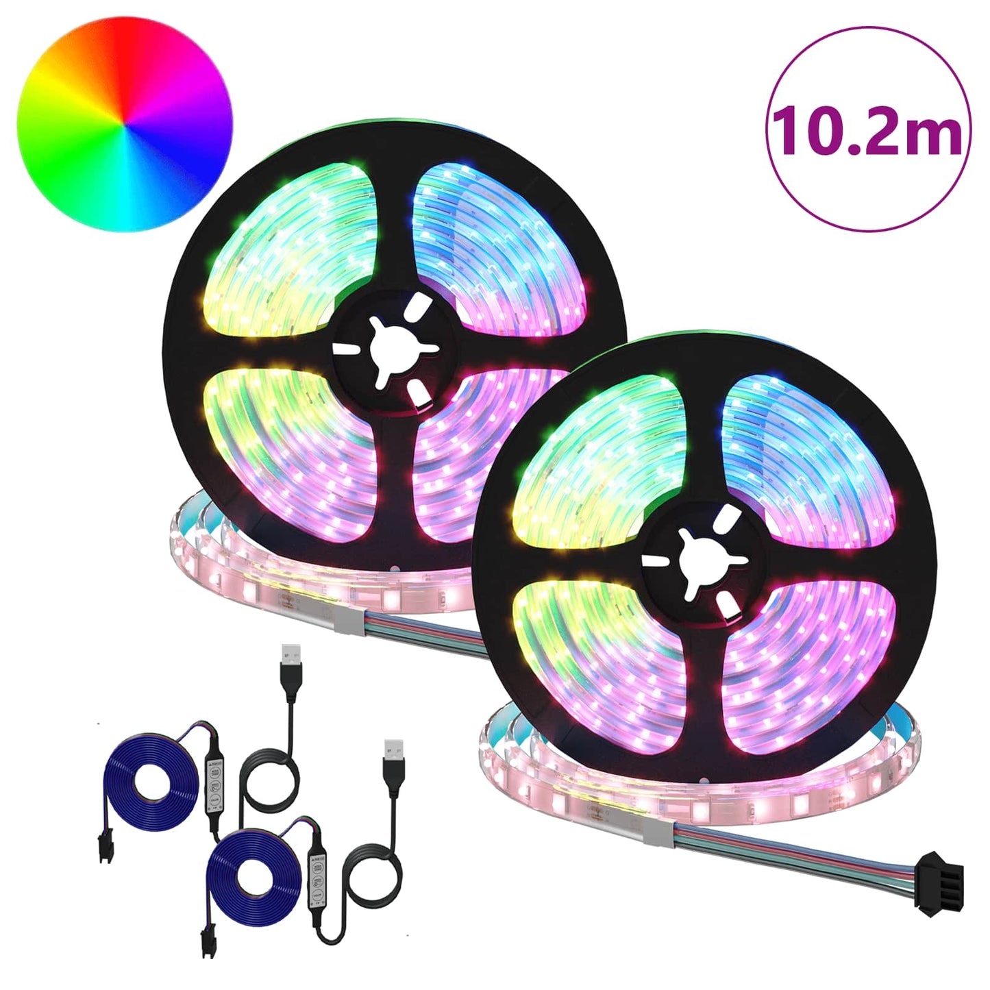 LED juosta 4 pcs Juoda ir permatoma 510 x 0,8 x 0,3 cm