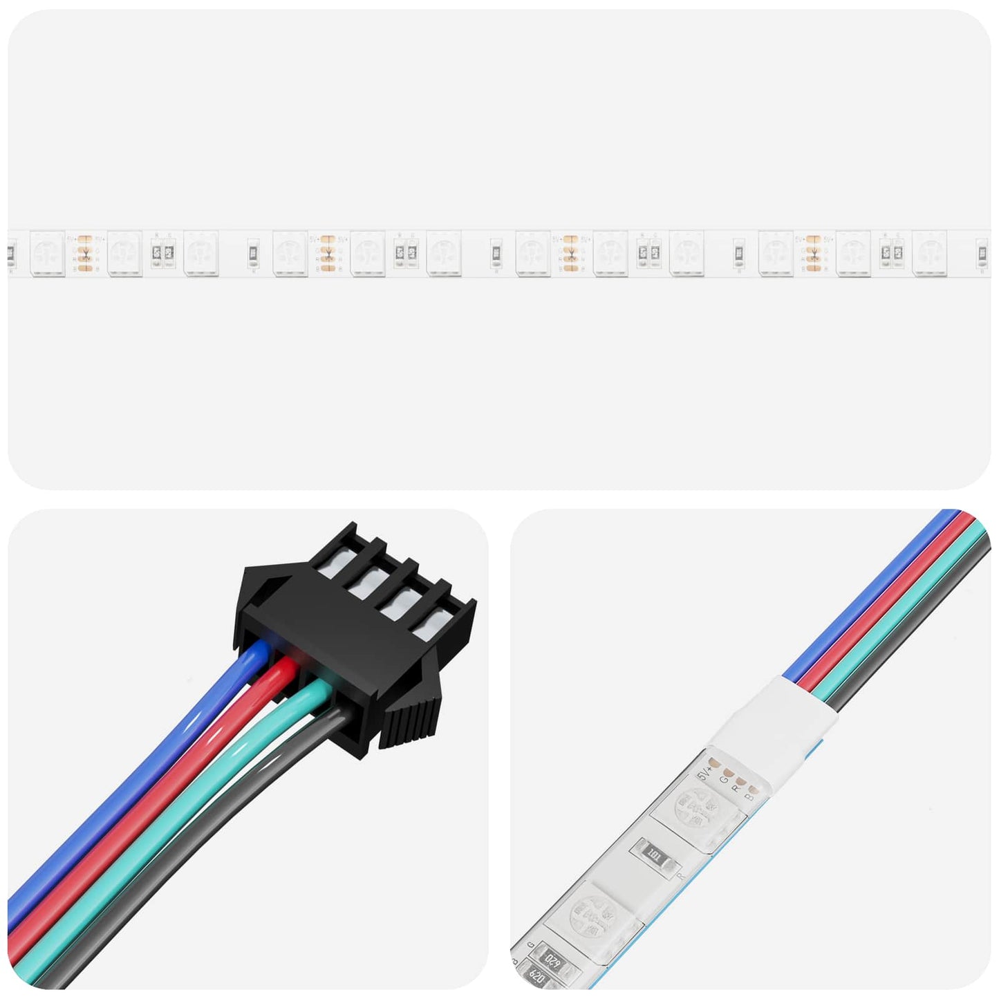 LED juosta 4 pcs Juoda ir permatoma 550 x 0,8 x 0,3 cm