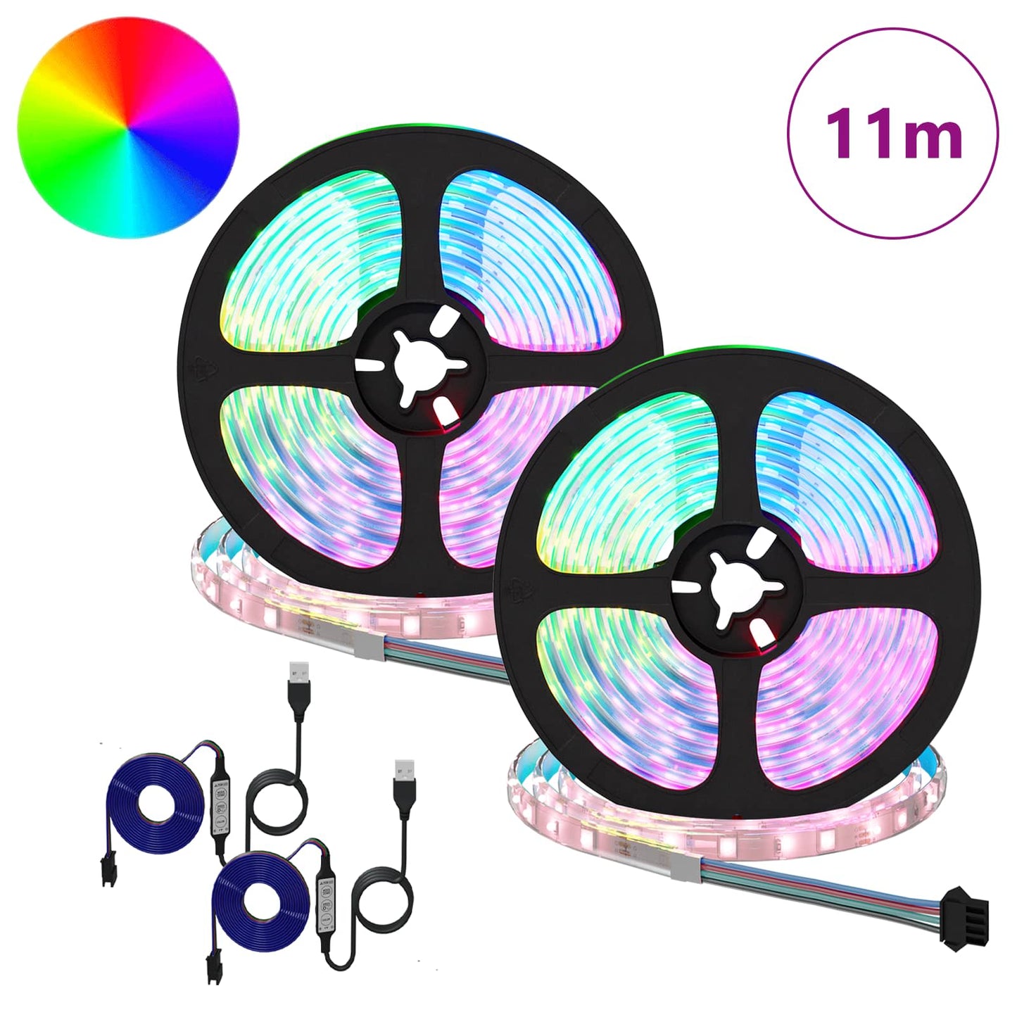 LED juosta 4 pcs Juoda ir permatoma 550 x 0,8 x 0,3 cm