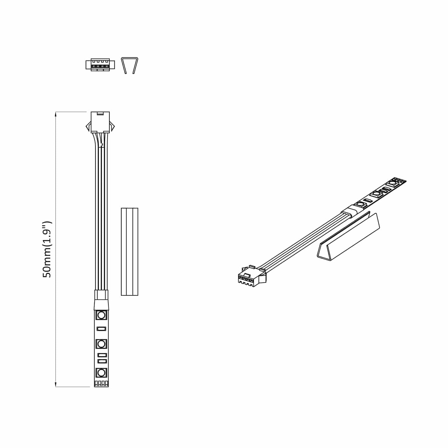 LED juosta 12 pcs Juoda ir daugiaspalvė 1745 mm