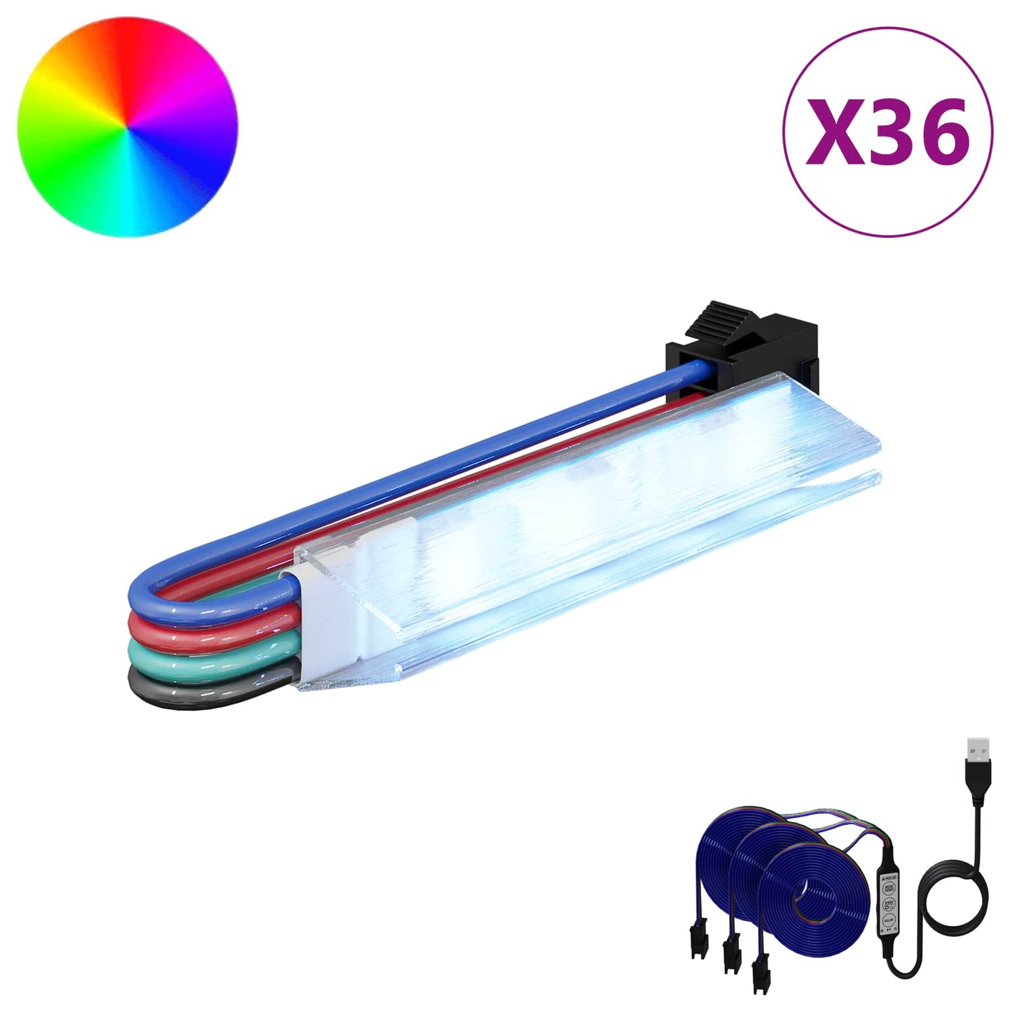LED juosta 12 pcs Juoda ir daugiaspalvė 1745 mm