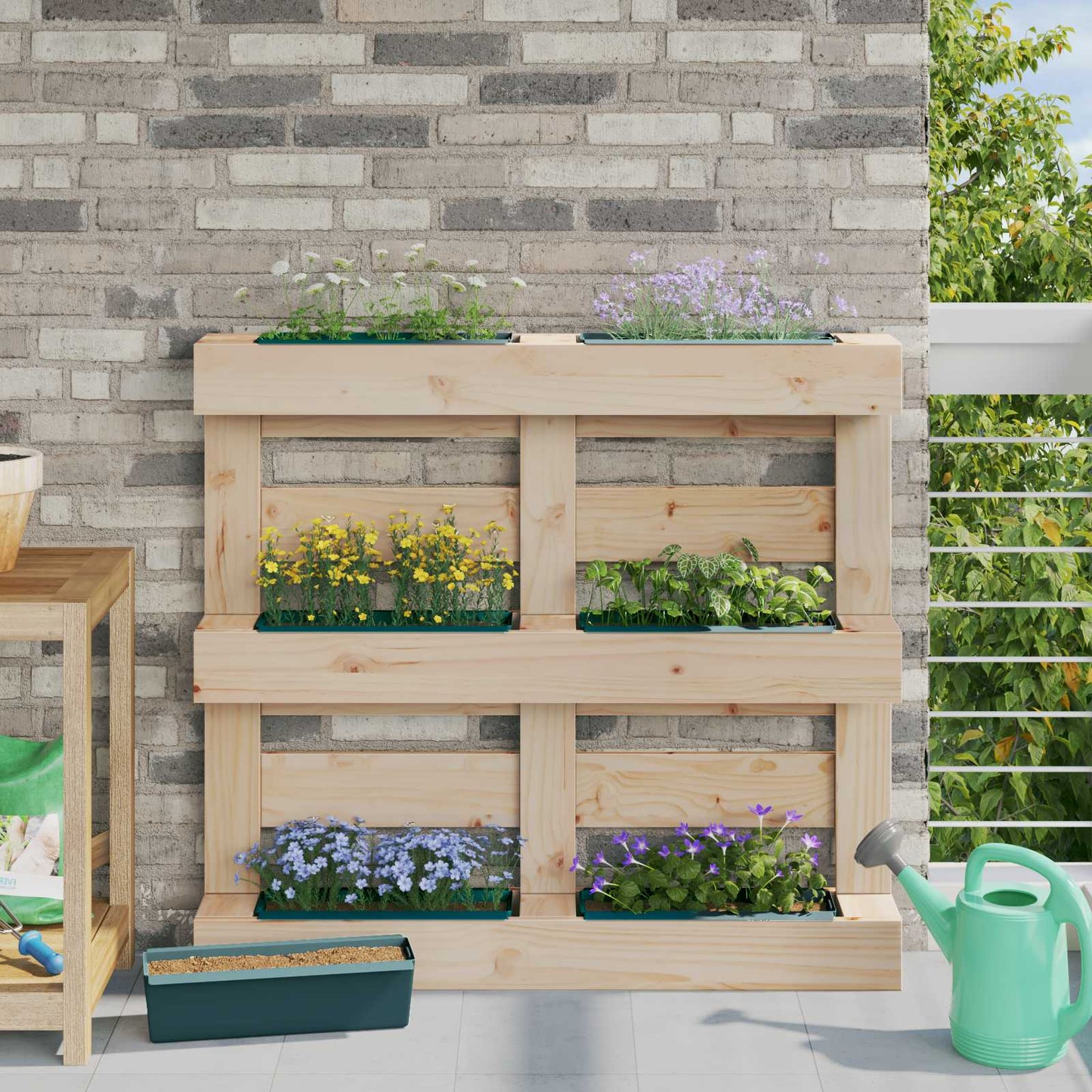 Gėlių dėžės Euro paletėms 12 pcs Žalia 36 x 13,5 x 9,5 cm