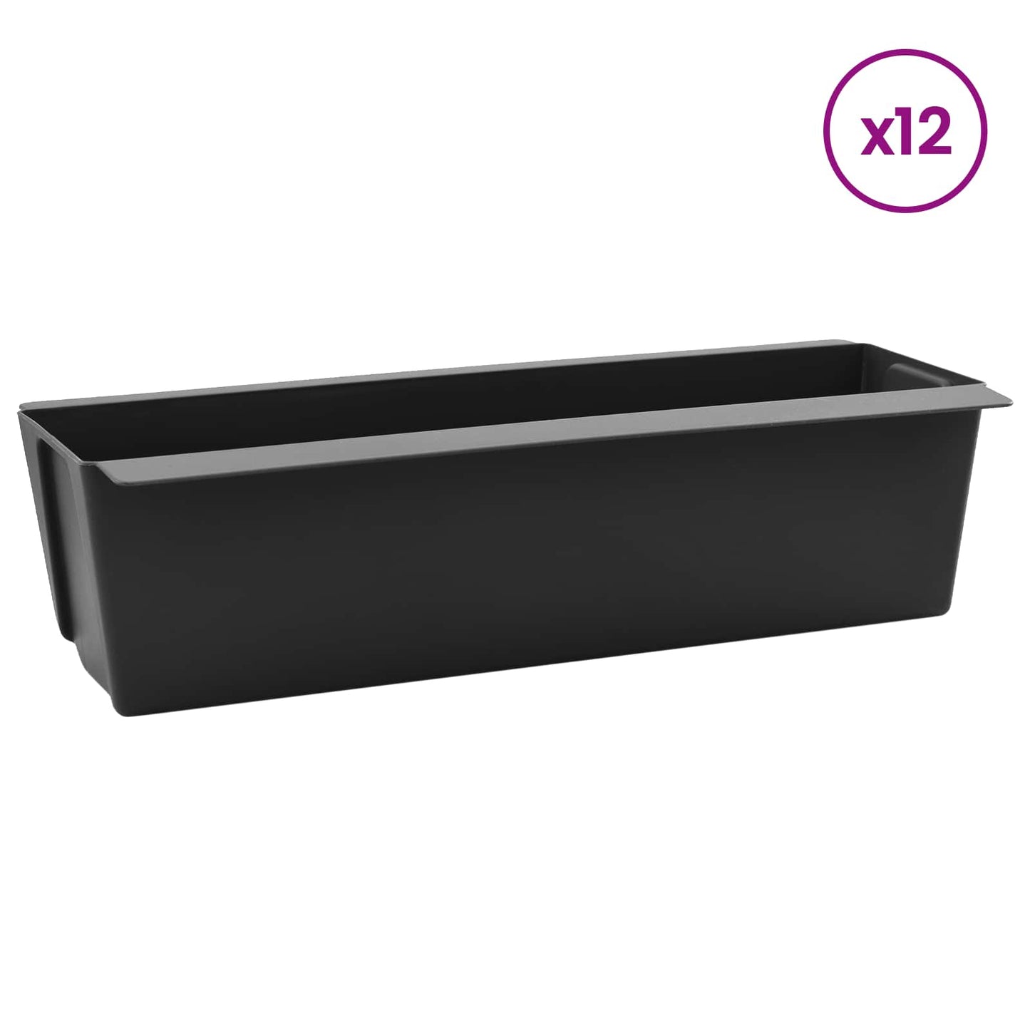 Gėlių dėžės Euro paletėms 12 pcs Juoda 36 x 13,5 x 9,5 cm