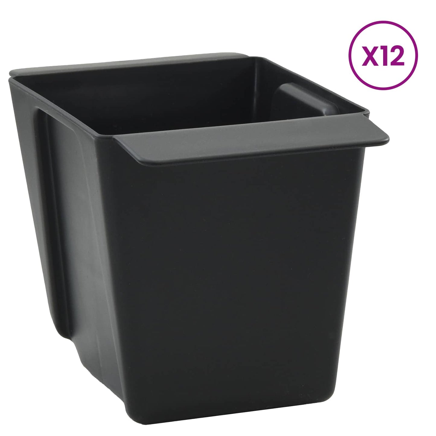 Gėlių dėžės Euro paletėms 12 pcs Juoda 14 x 9 x 9,5 cm