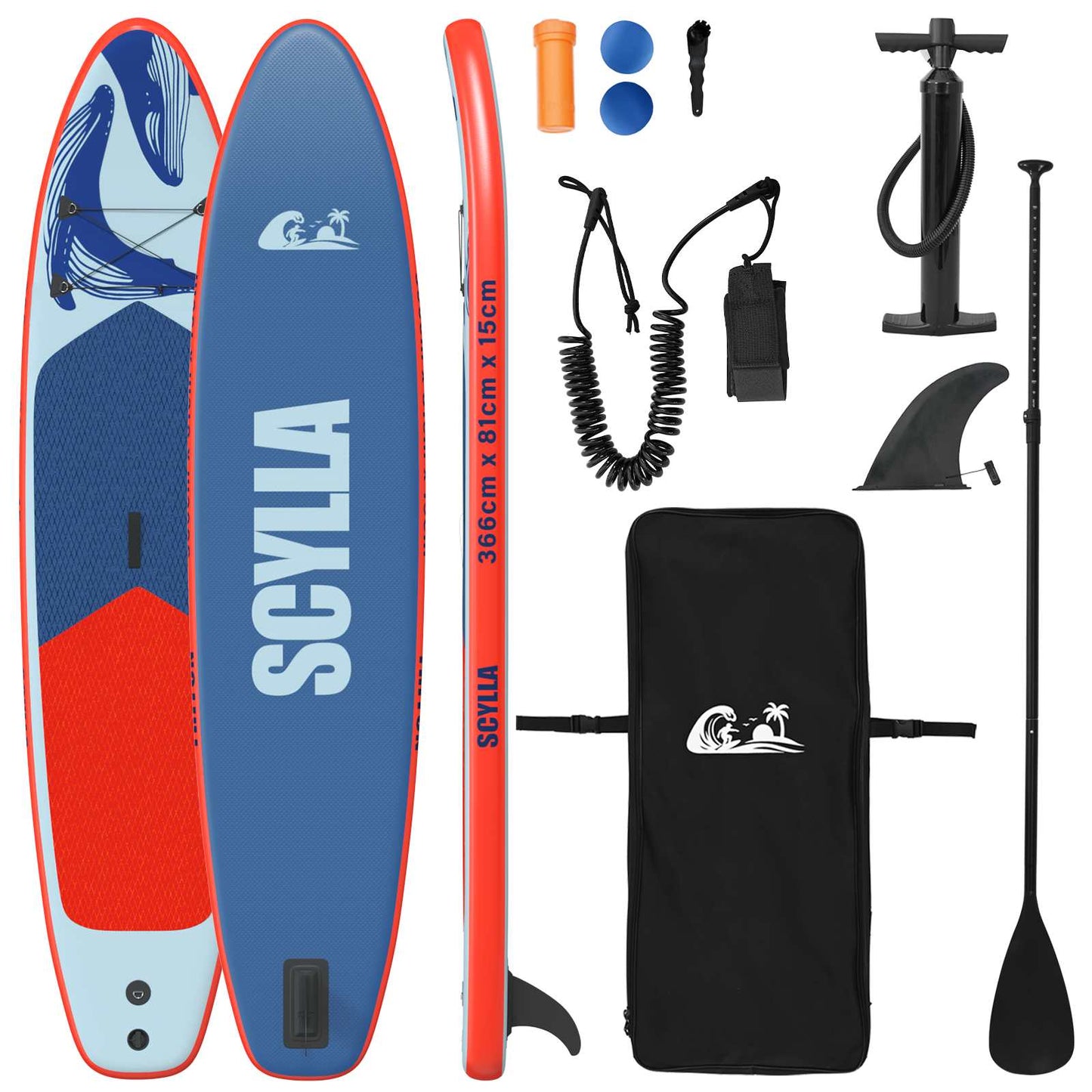 Inflatable Stand Up Paddle Board SCYLLA 366 x 81 x 15 cm Mėlyna