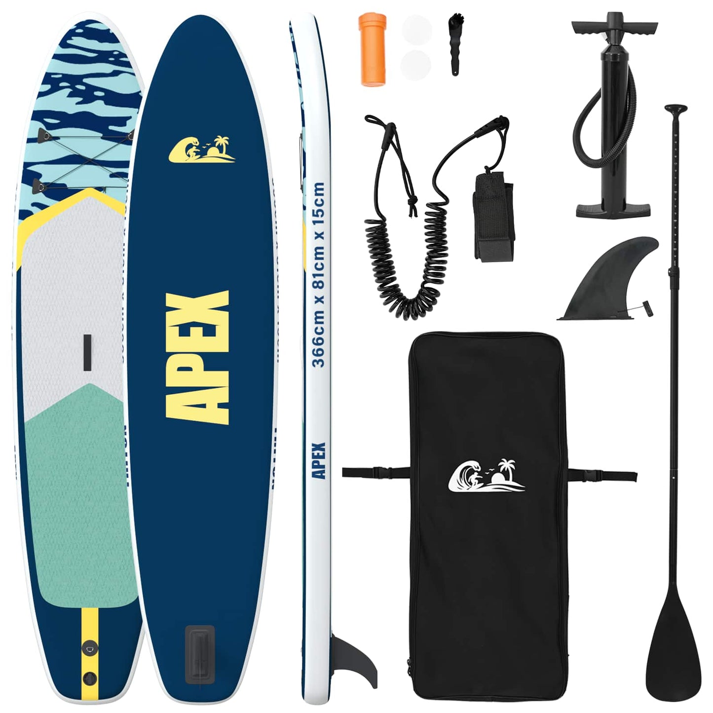 Išpūstas Stand Up Paddle Board APEX 366 x 81 x 15 cm Mėlyna