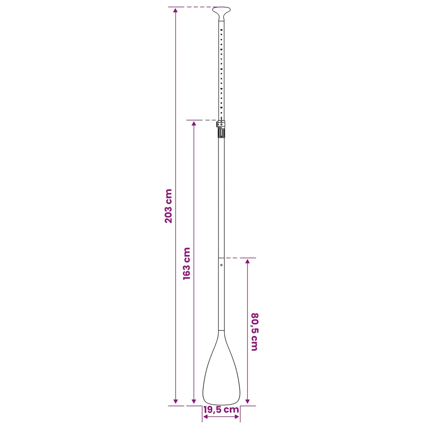 2 in 1 baidarė ir SUP irklas 203 x 19,5 cm Juoda