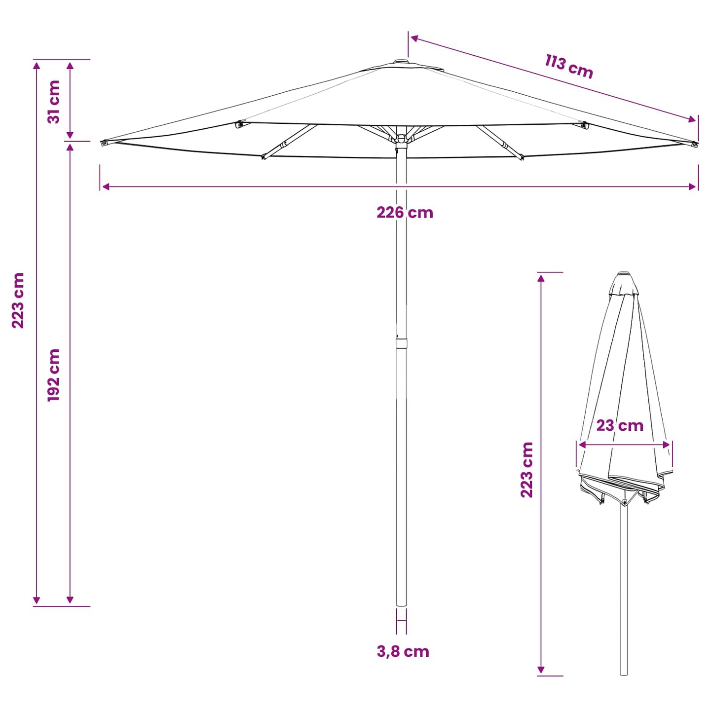 Sodo skėtis 230 x 230 cm Poliesteris Stačiakampio