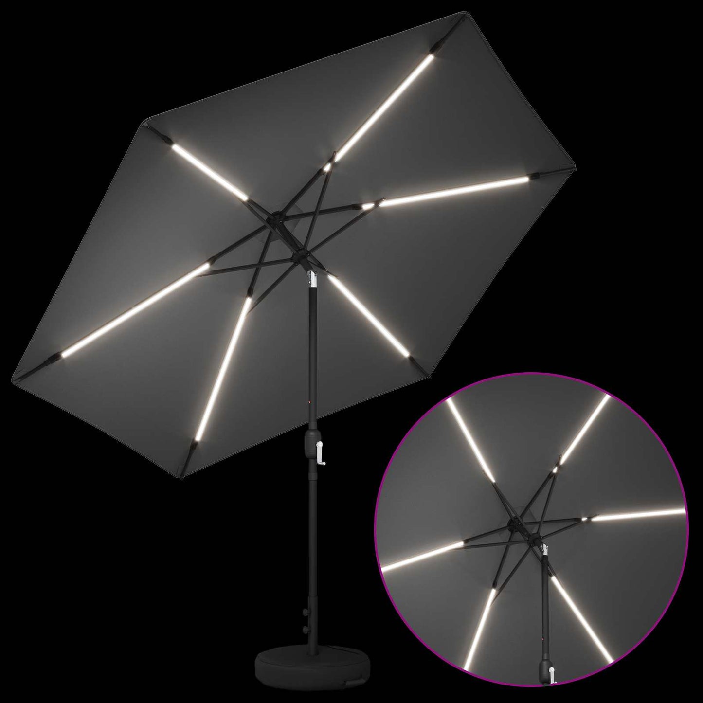 Sodas skėtis su LED šviestuvais 300 x 300 cm Poliesteris