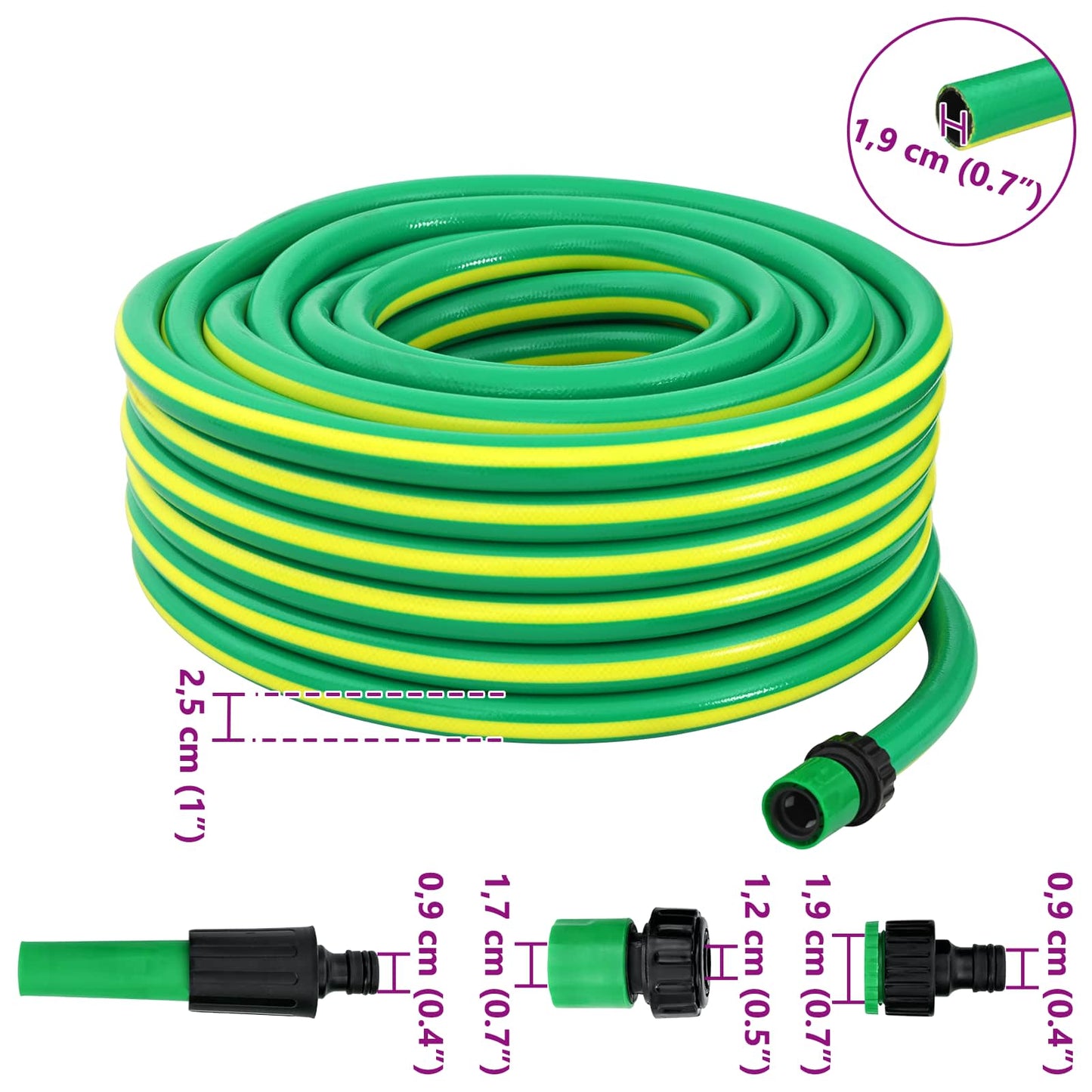 Sodo žarna 5 sluoksnių Žalia ir geltona 3 / 4'' 50 m PVC