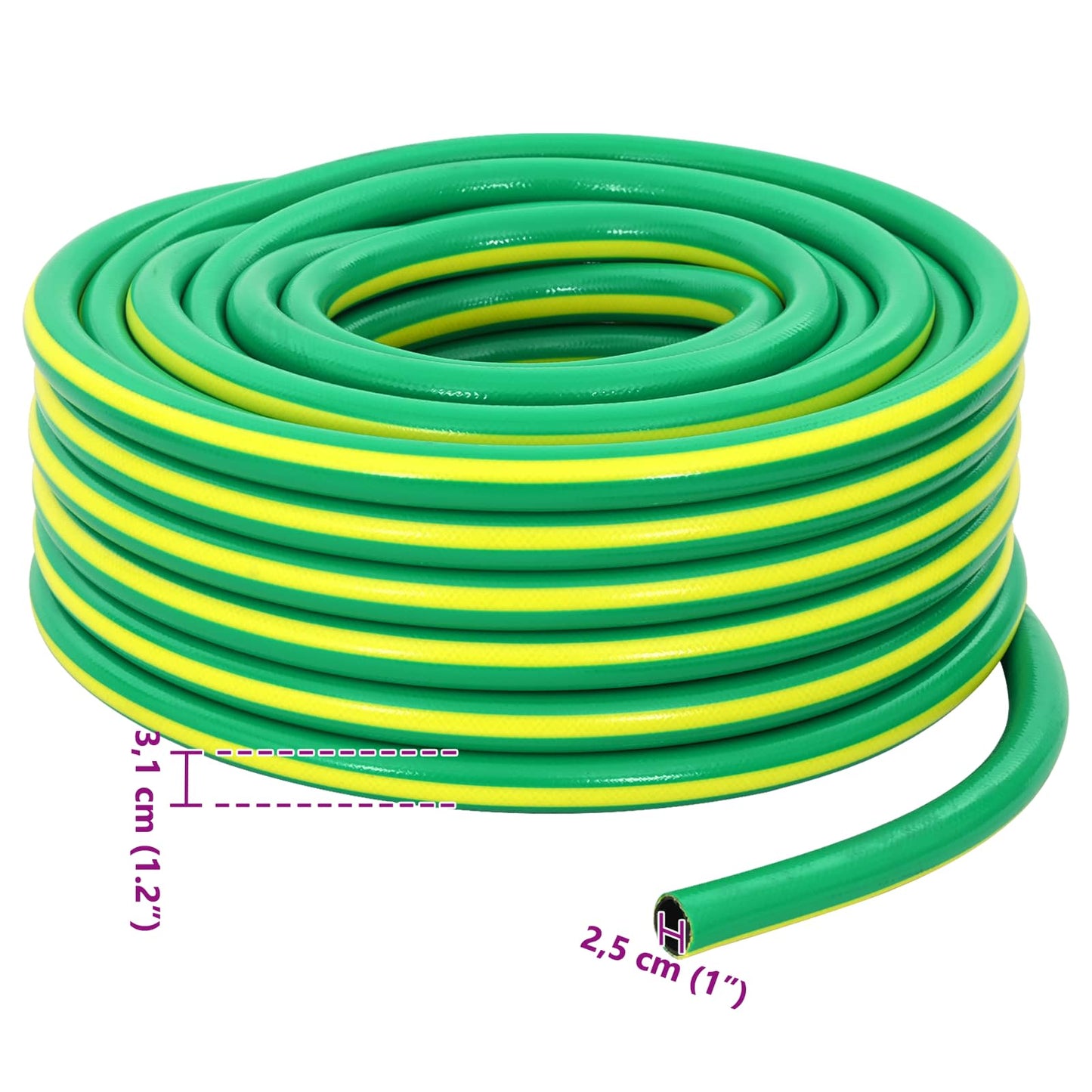 Sodo žarna 5 sluoksnių Žalia ir geltona 1" 30 m PVC