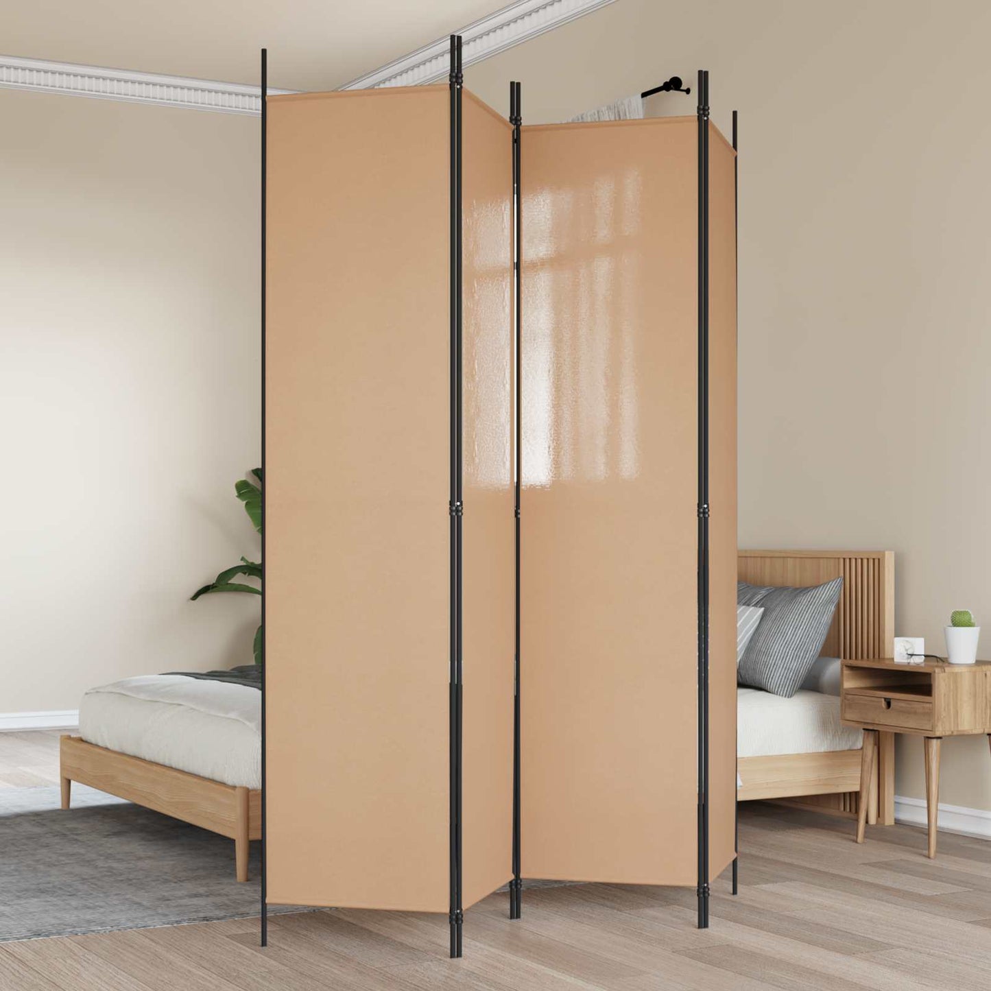4-skydelis kambario skirstytuvas Smėlio 200 x 220 cm Audinys