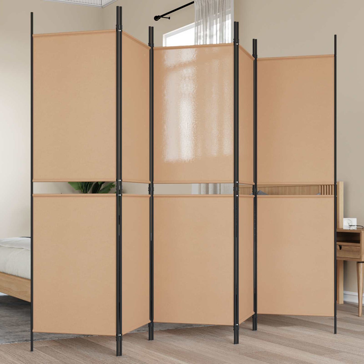 5-Panelis kambario skydas Smėlio 250 x 180 cm Audinys