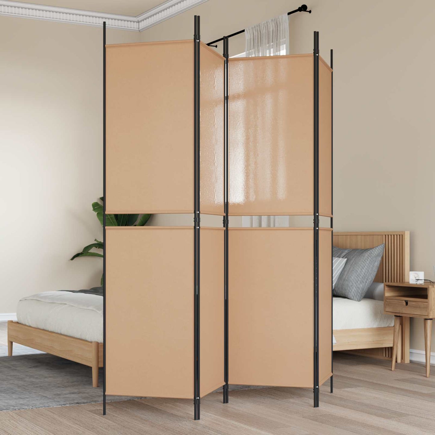 4-skydelis kambario skirstytuvas Smėlio 200 x 200 cm Audinys