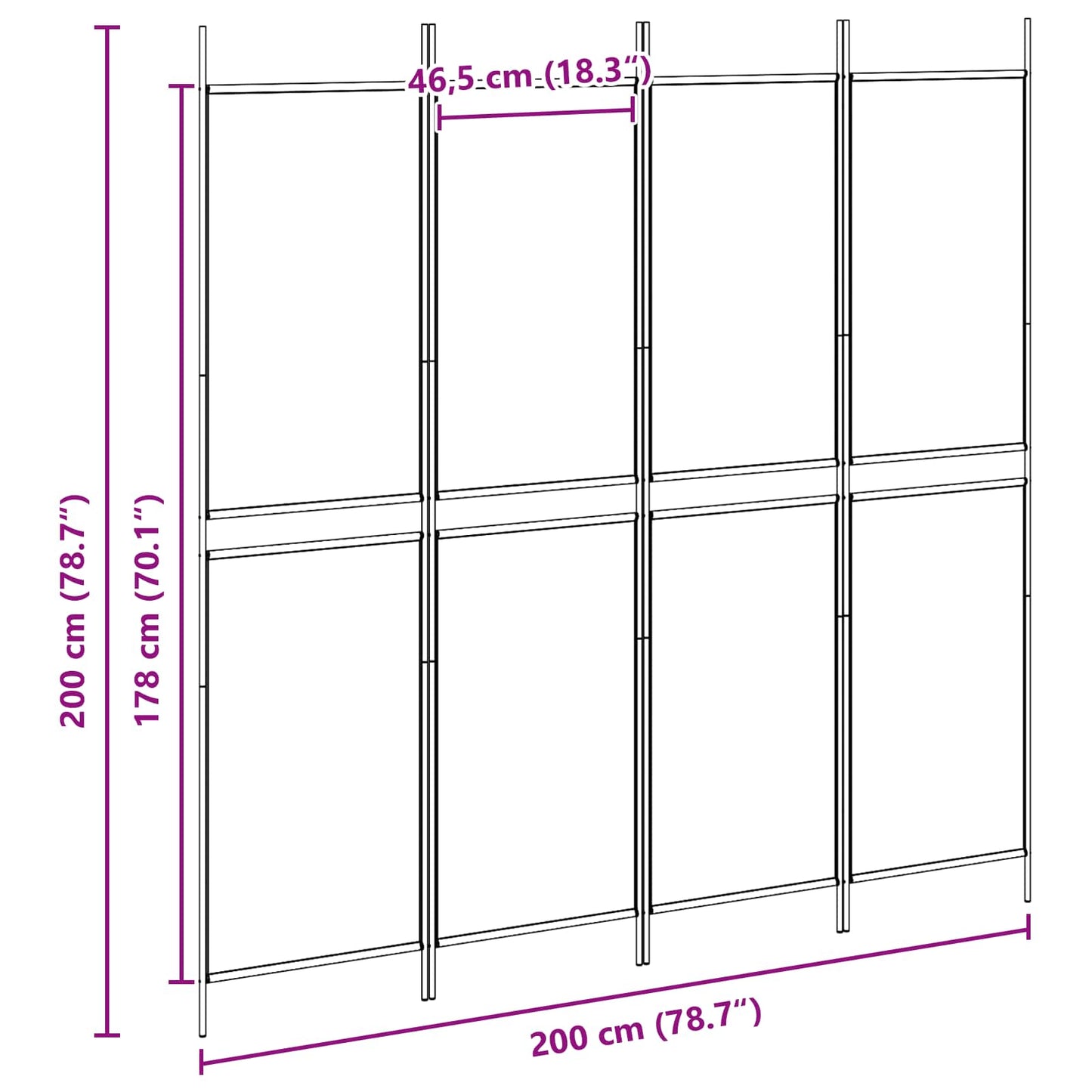 4-skydelis kambario skirstytuvas Smėlio 200 x 200 cm Audinys