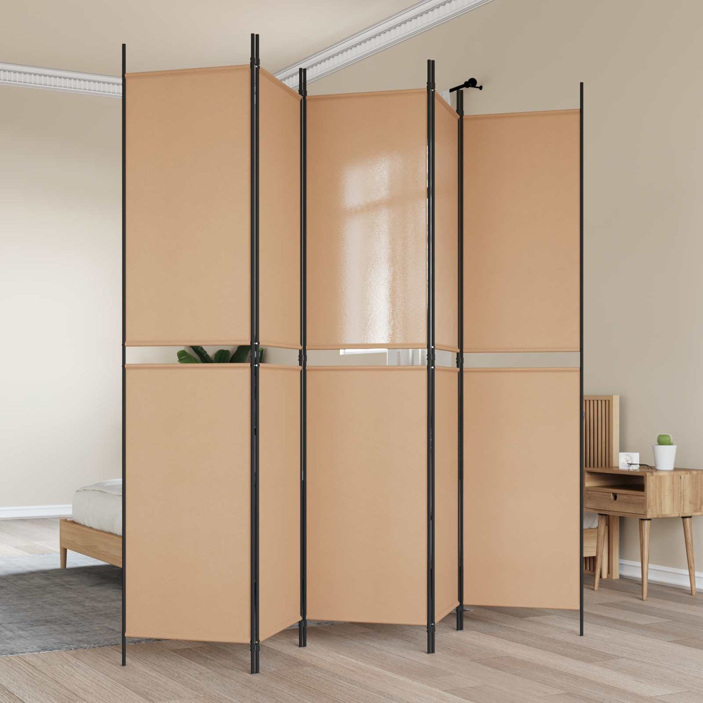 5-Panelis kambario skydas Smėlio 250 x 220 cm Audinys