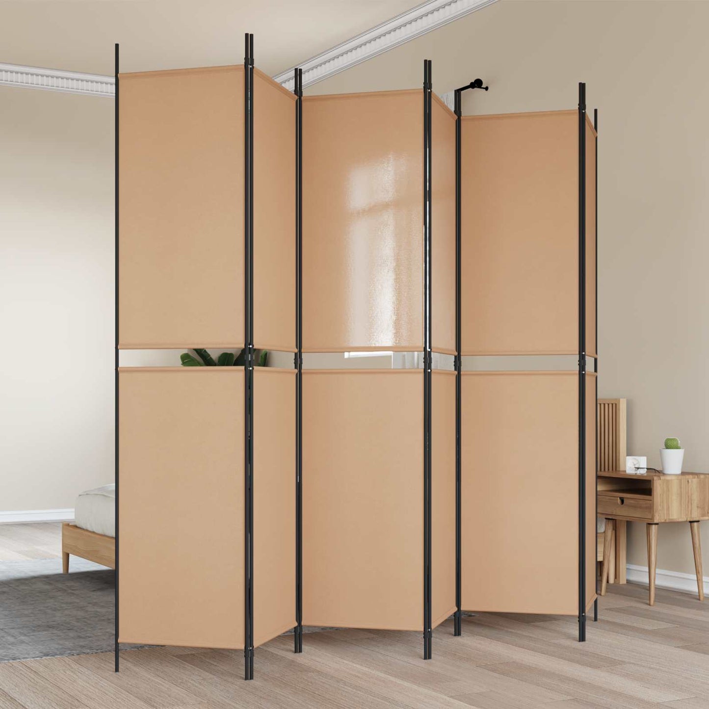 6-skydelio kambario pertvara Smėlio 300 x 220 cm Audinys