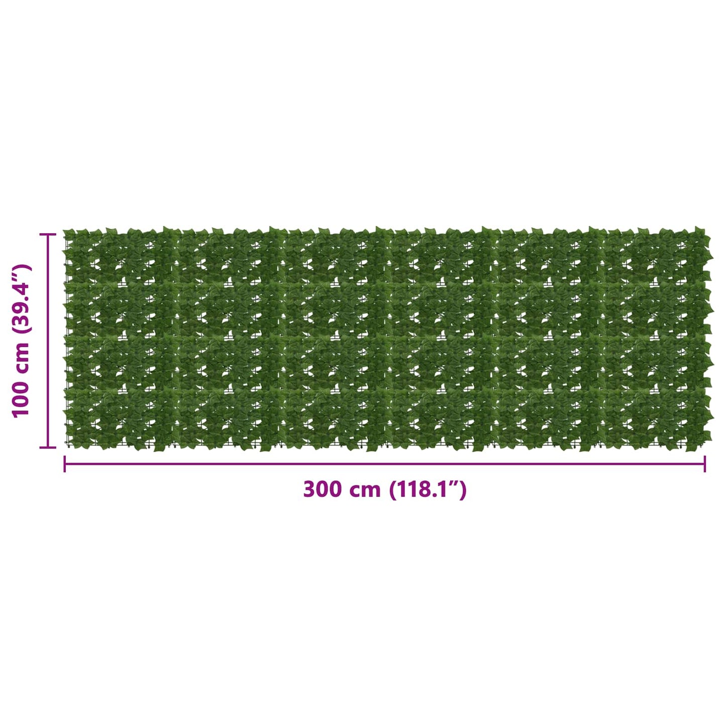 Balkono ekranas su lapais Žalia 300 x 100 cm