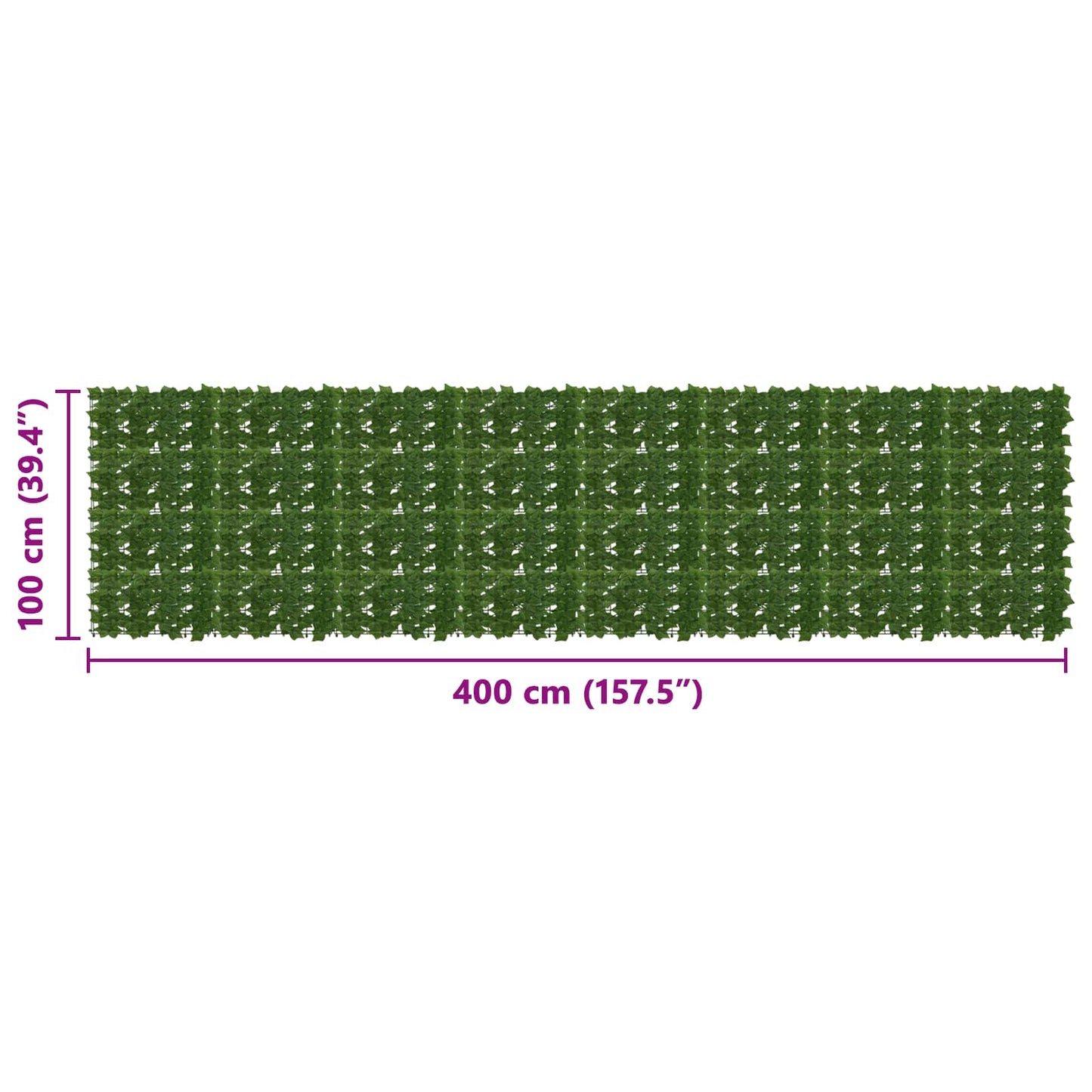 Balkono ekranas su lapais Žalia 400 x 100 cm