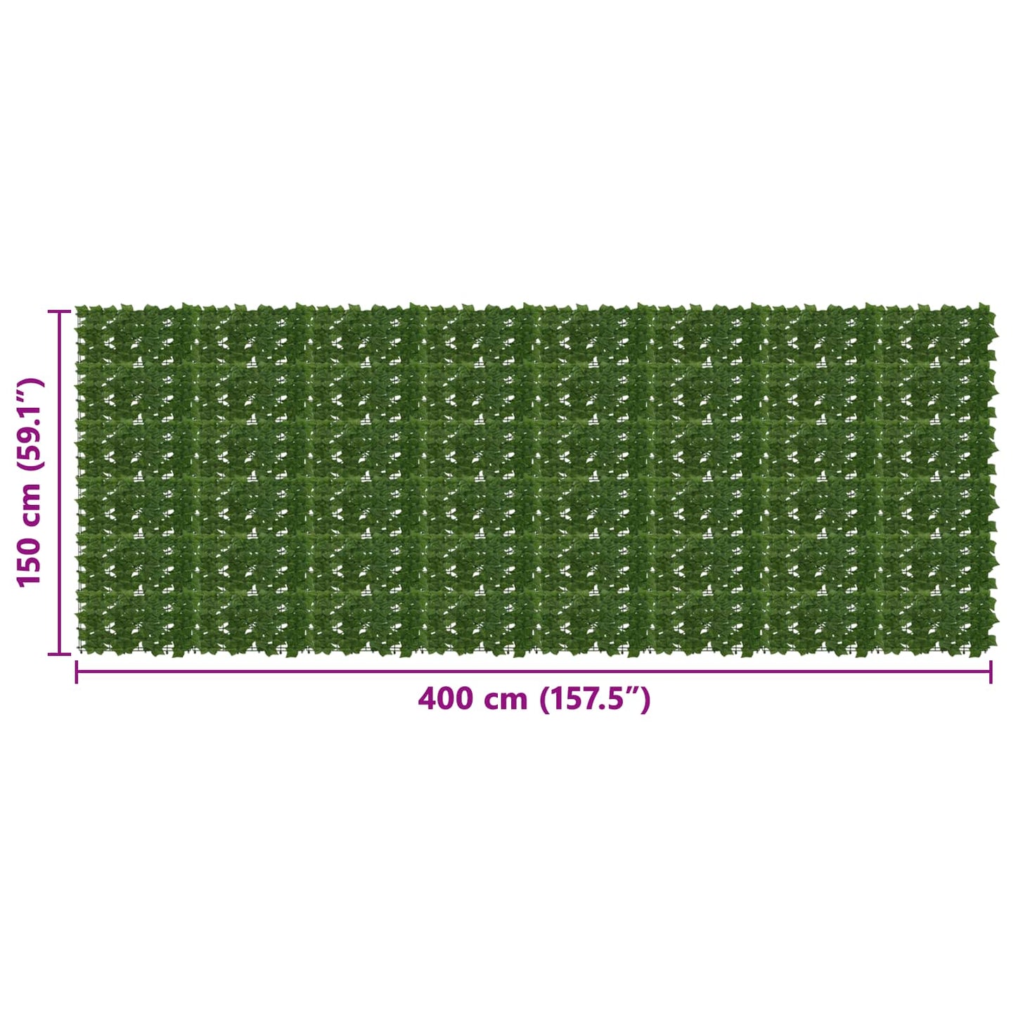 Balkono ekranas su lapais Žalia 400 x 150 cm