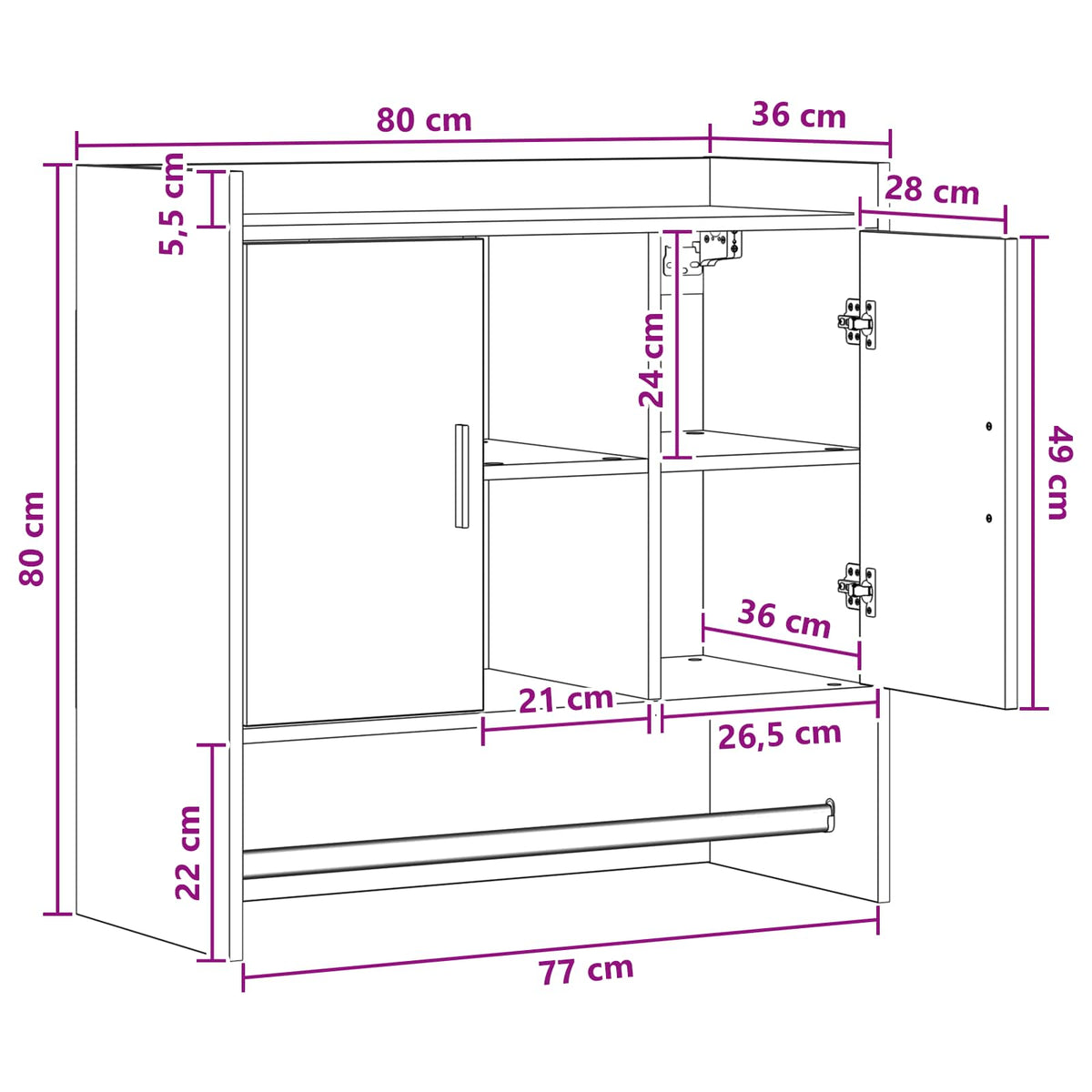 Sieninė lentyna Sieninis Sonoma ąžuolas 80 x 36 x 80 cm