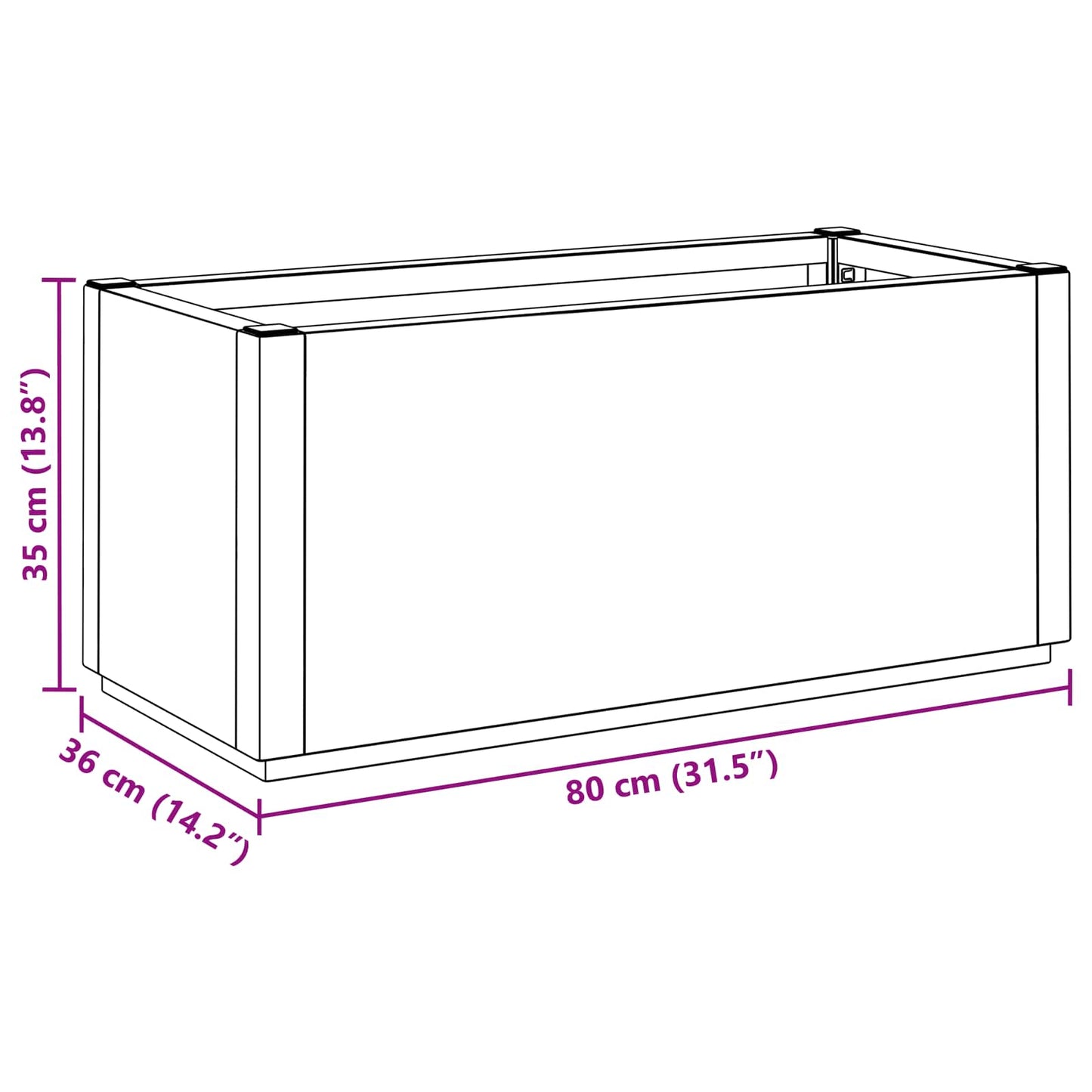 Sodo gėlių dėžutė Žalia 80 x 36 x 35 cm PP