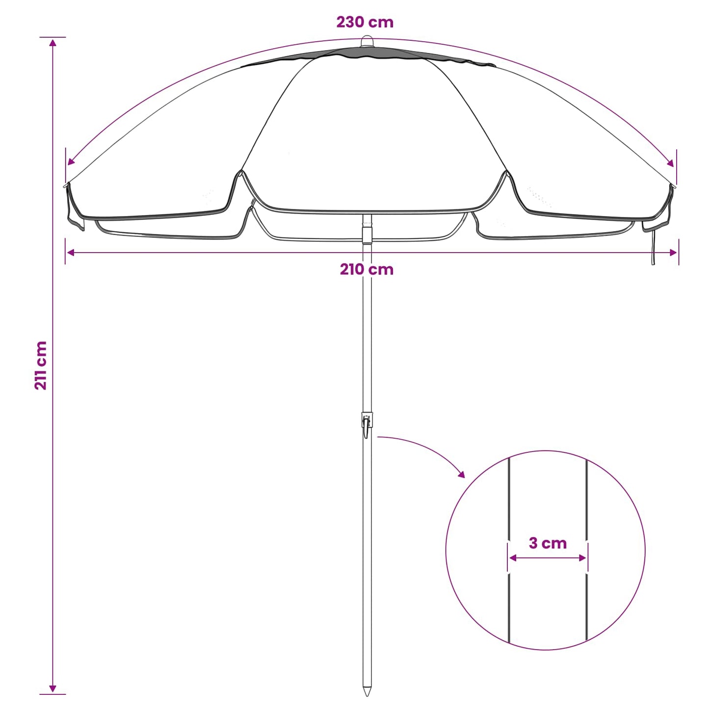 Sodo skėtis 207 cm 170T poliesteris Oranžinė