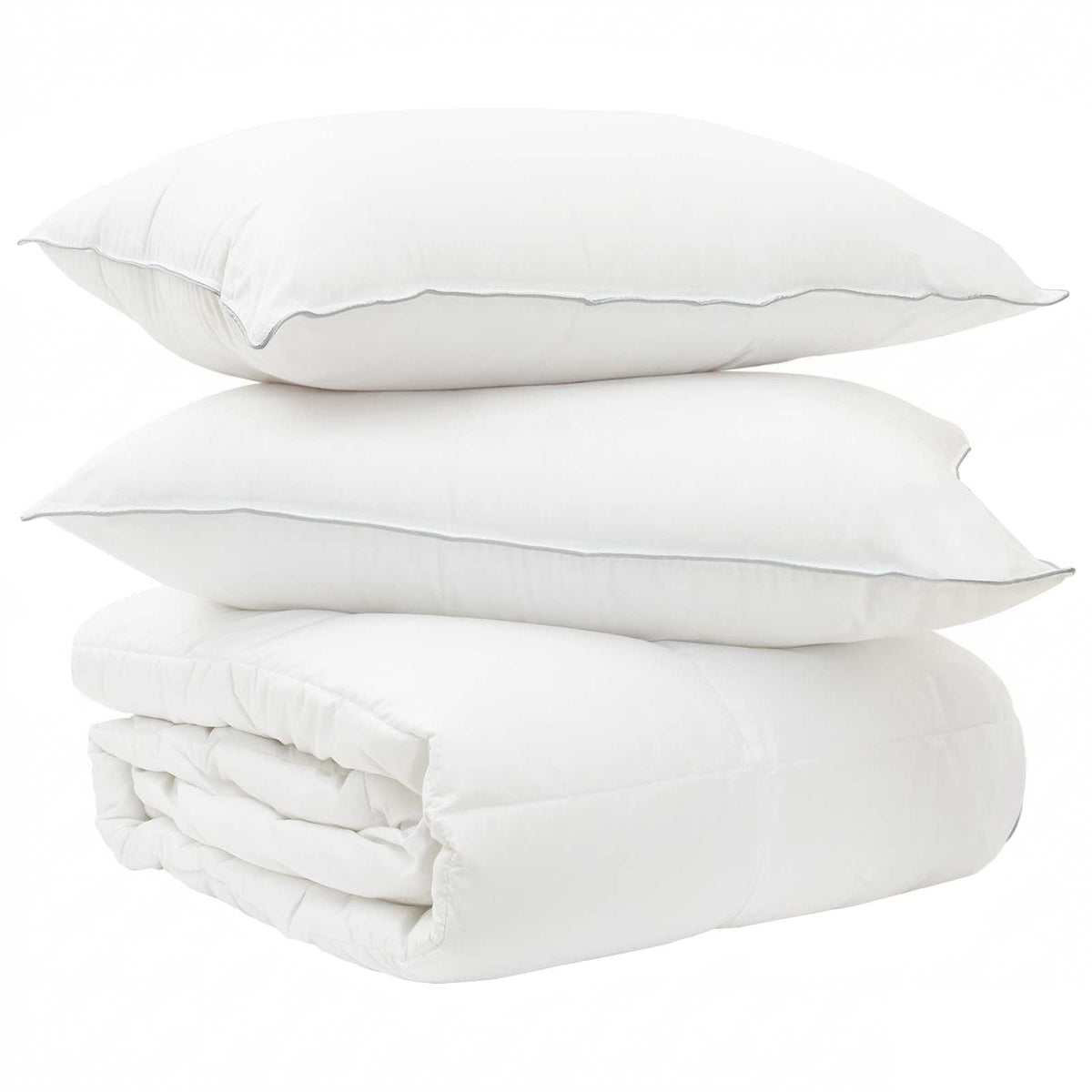 Antklodžių rinkinys su pagalve 2 pcs Balta Bambuko pluoštas
