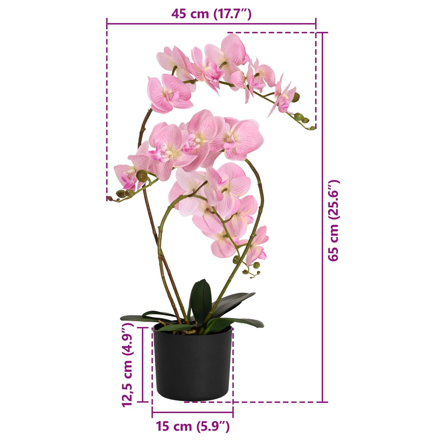 Dirbtinė orchidėja su vazonu Rožinė 45 x 15 x 65 cm