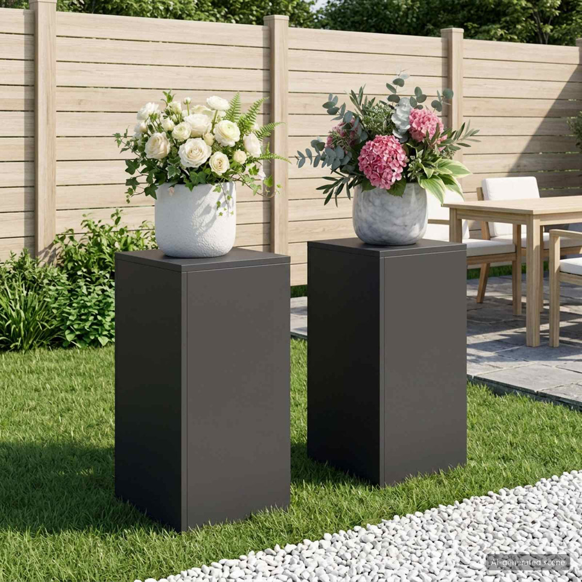 Augalų stovas 2 pcs Juoda 30 x 30 x 60 cm Plienas