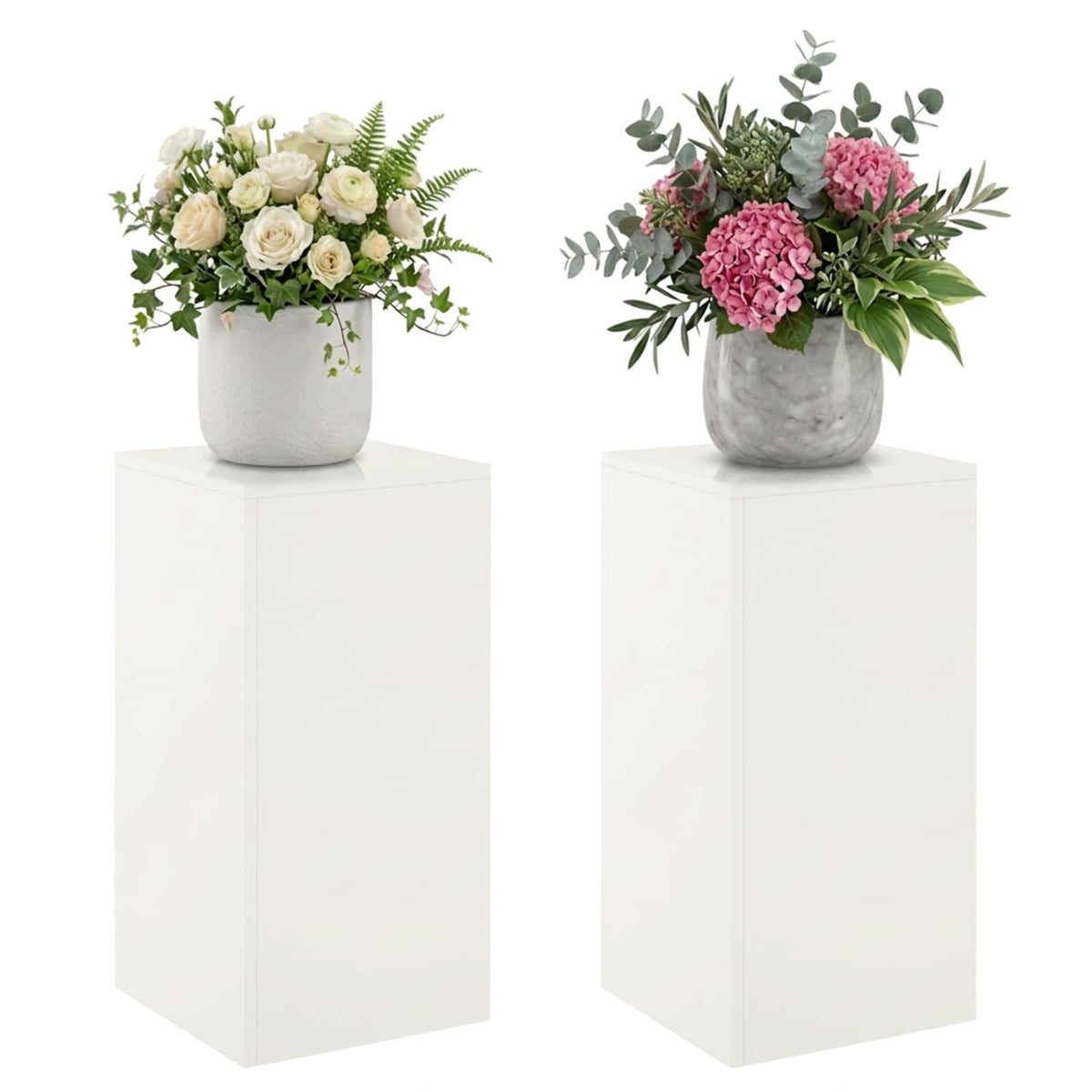 Augalų stovas 2 pcs Balta 30 x 30 x 60 cm Plienas