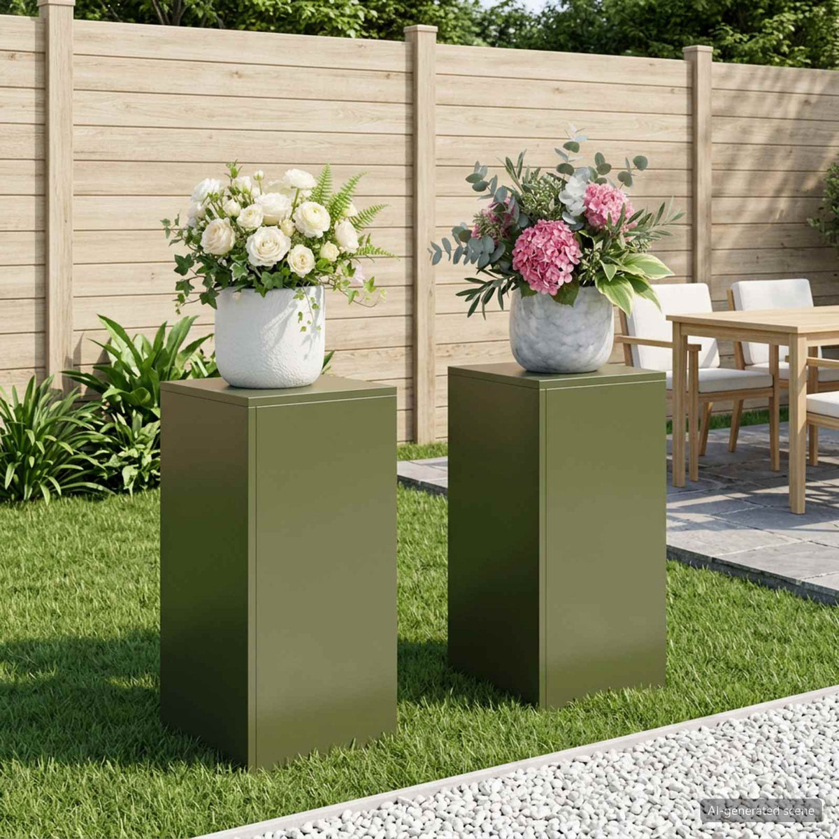 Augalų stovas 2 pcs Alyvuogių žalia 30 x 30 x 60 cm Plienas