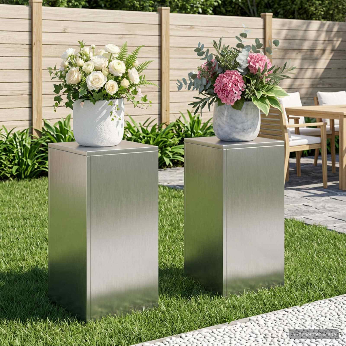 Augalų stovas 2 pcs Sidabrinė 30 x 30 x 60 cm Plienas