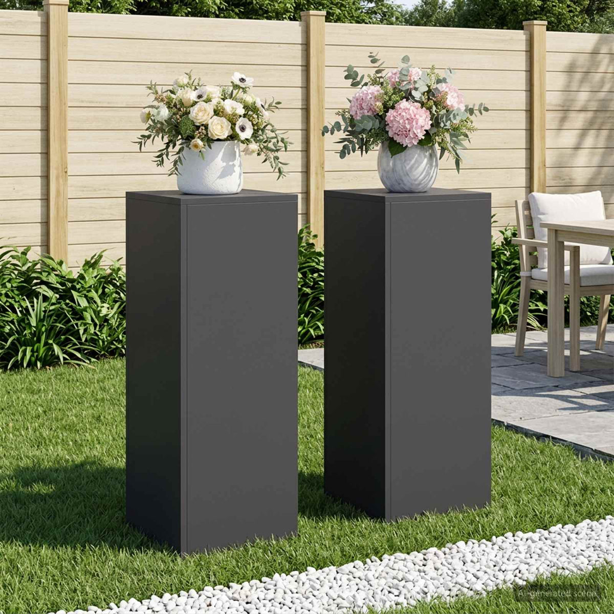 Augalų stovas 2 pcs Juoda 30 x 30 x 80 cm Plienas
