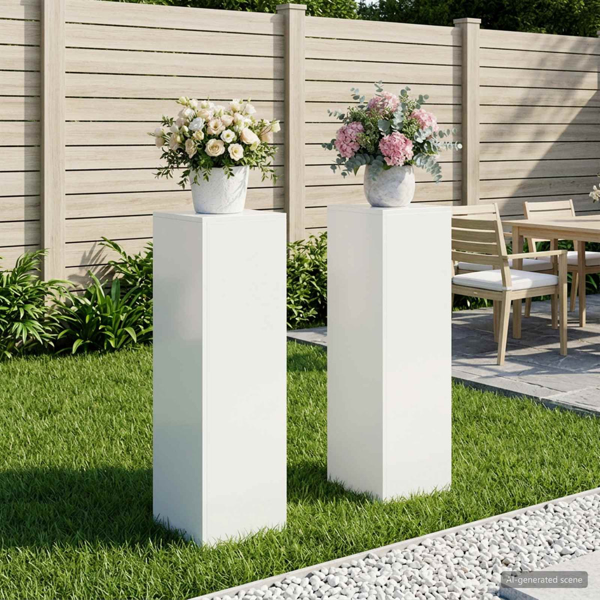 Augalų stovas 2 pcs Balta 30 x 30 x 100 cm Plienas