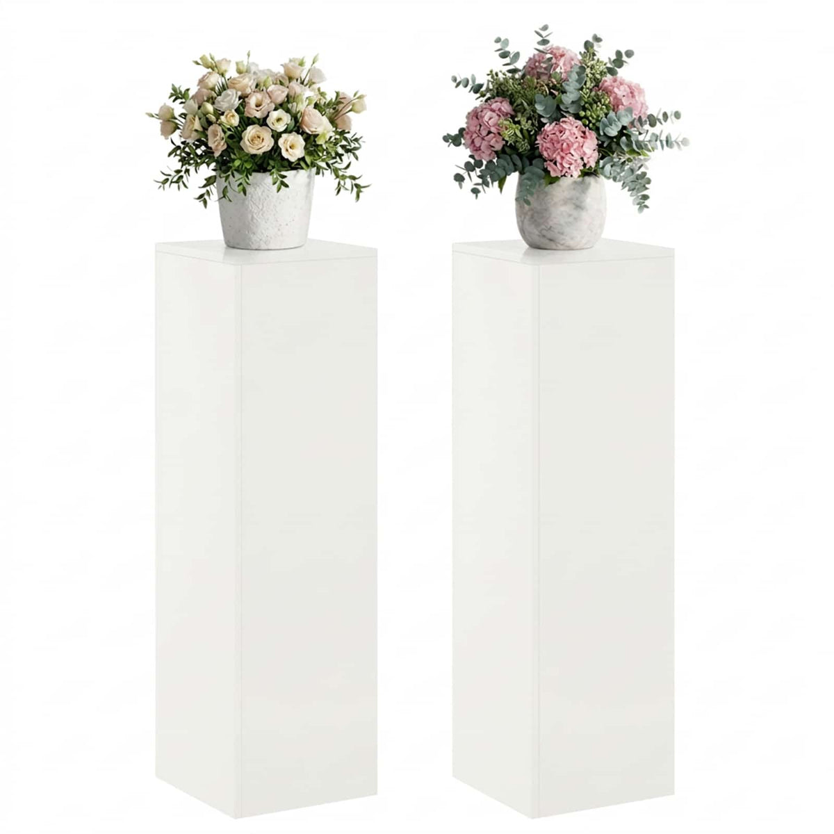 Augalų stovas 2 pcs Balta 30 x 30 x 100 cm Plienas