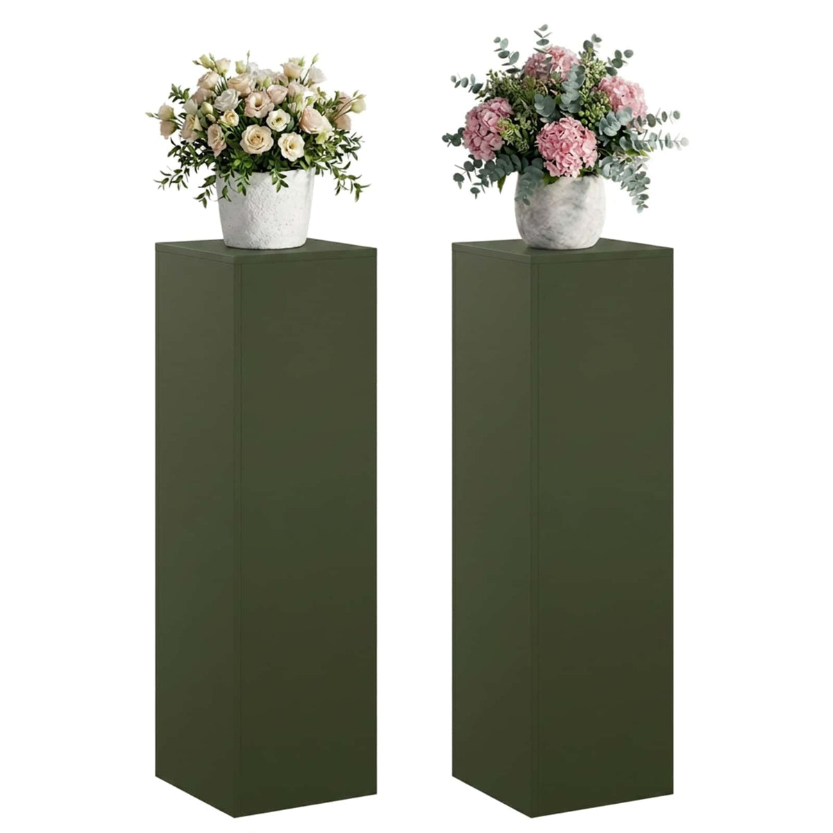 Augalų stovas 2 pcs Alyvuogių žalia 30 x 30 x 100 cm Plienas