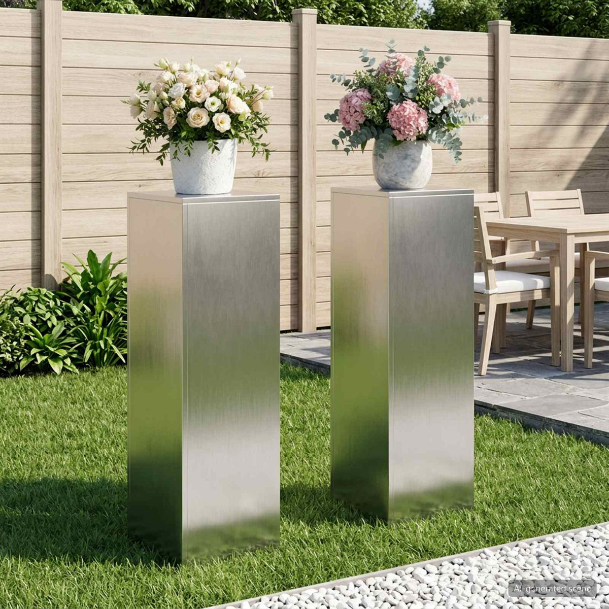 Augalų stovas 2 pcs Sidabrinė 30 x 30 x 100 cm Plienas