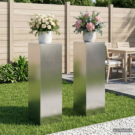 Augalų stovas 2 pcs Sidabrinė 30 x 30 x 100 cm Plienas