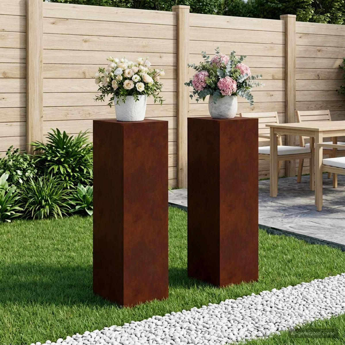 Augalų stovas 2 pcs Rūdijanti 30 x 30 x 100 cm