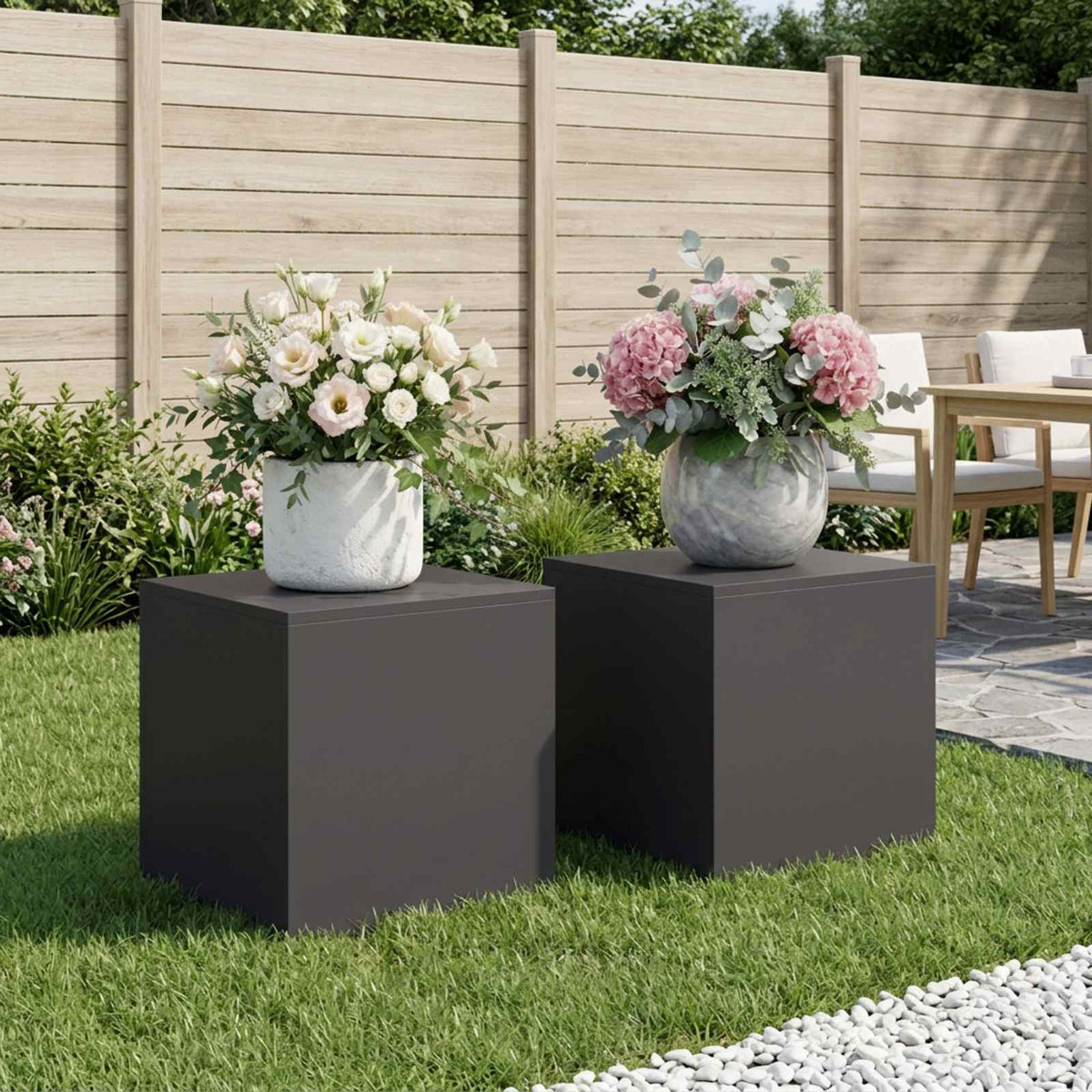 Augalų stovas 2 pcs Juoda 40 x 40 x 40 cm Plienas