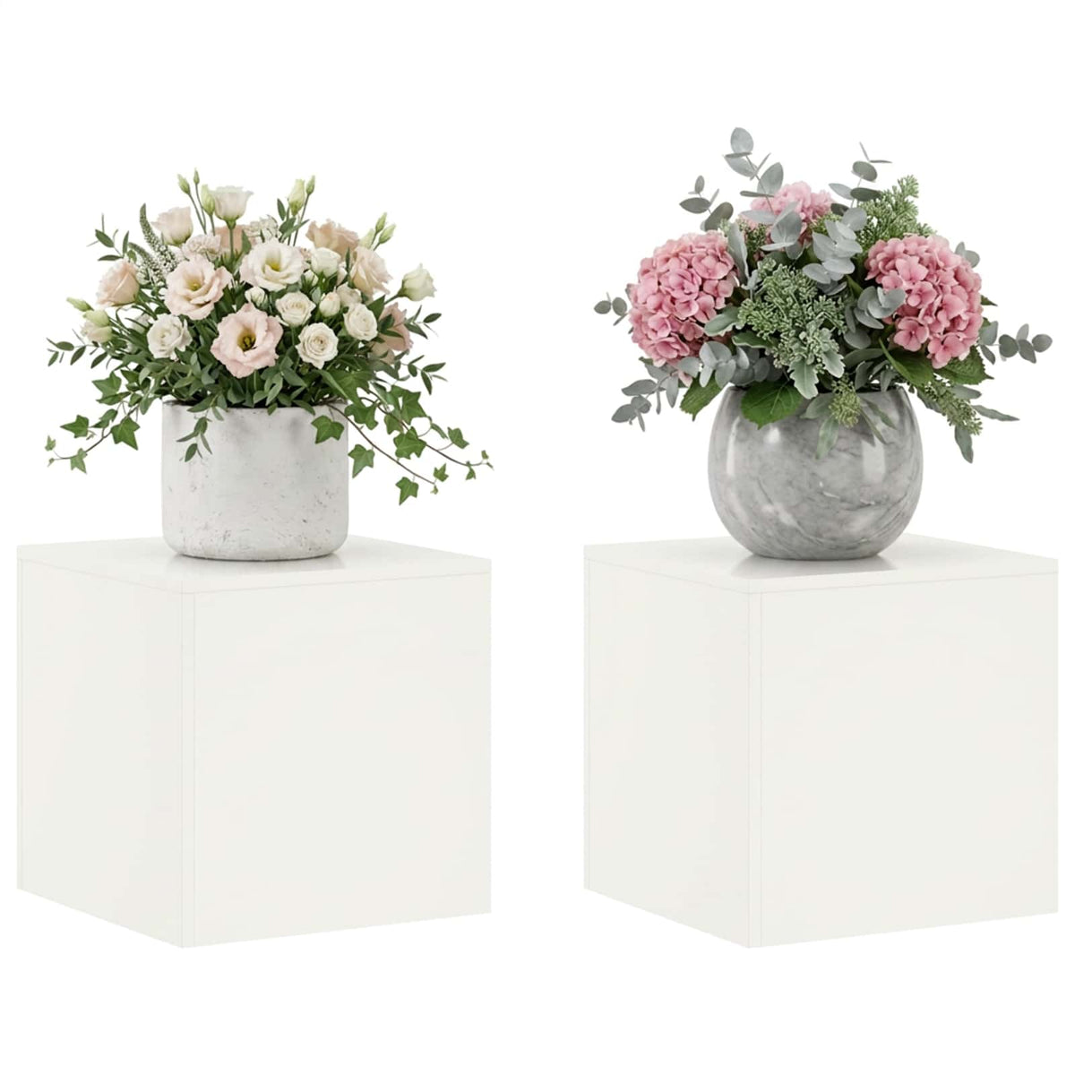 Augalų stovas 2 pcs Balta 40 x 40 x 40 cm Plienas