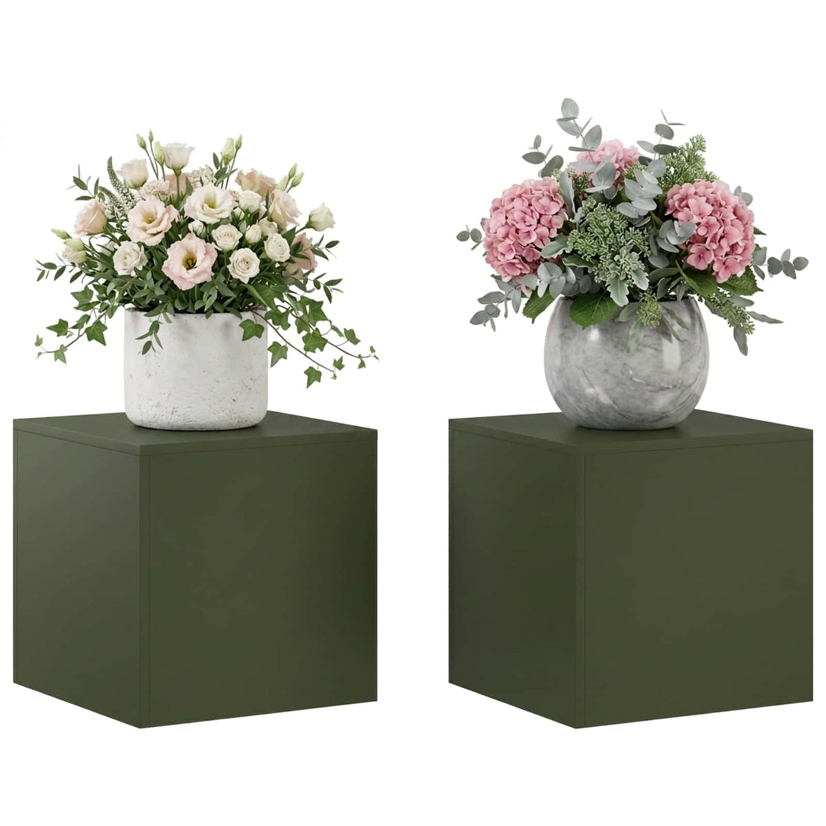Augalų stovas 2 pcs Alyvuogių žalia 40 x 40 x 40 cm Plienas