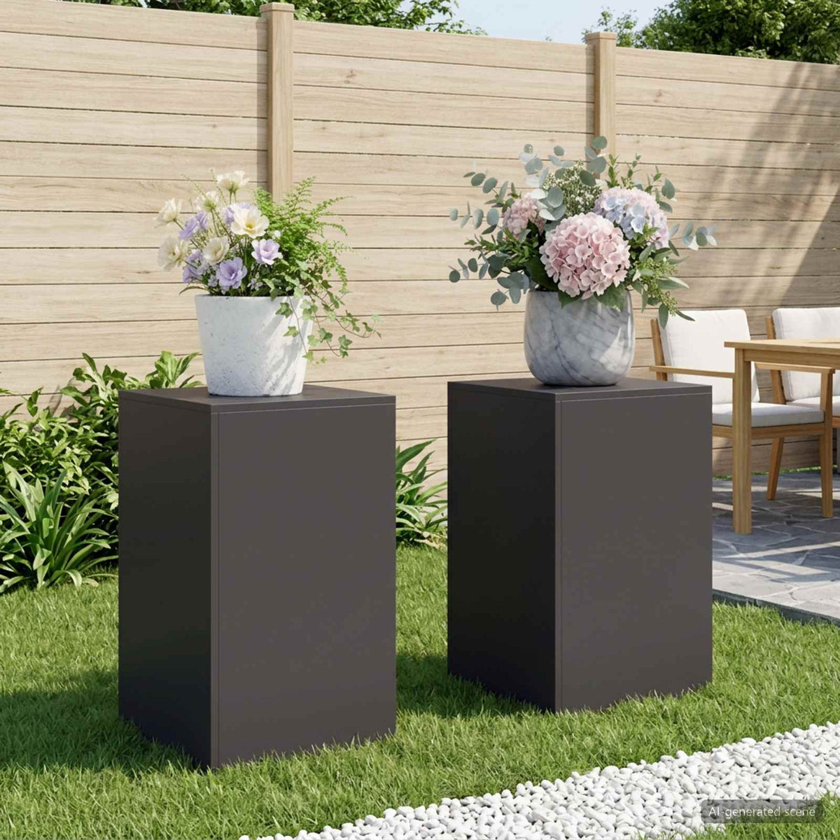 Augalų stovas 2 pcs Juoda 40 x 40 x 60 cm Plienas